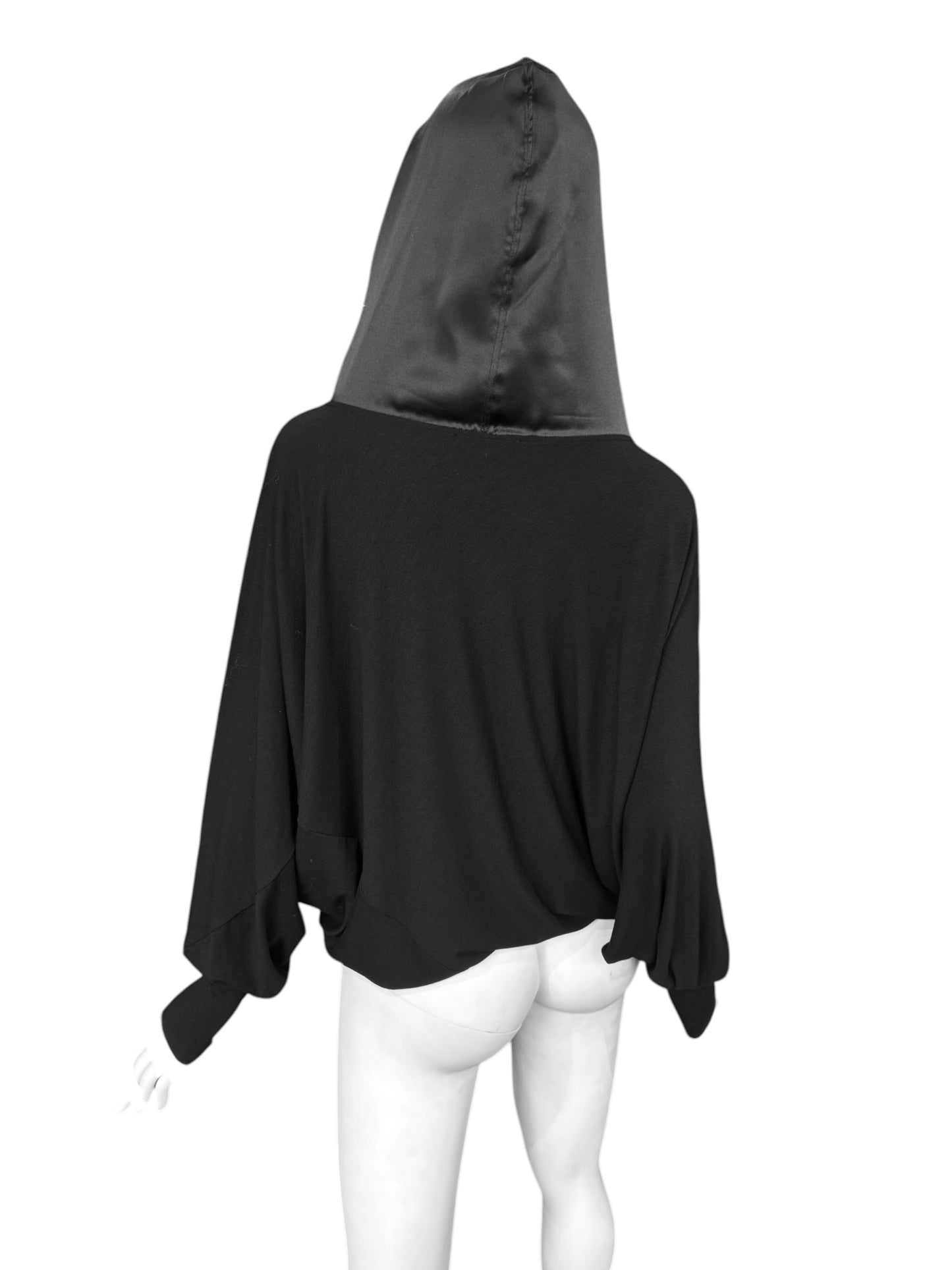 PLEIN SUD JEANIUS FW2013 BLACK HOODED BATWING SLEEVES SWEATER