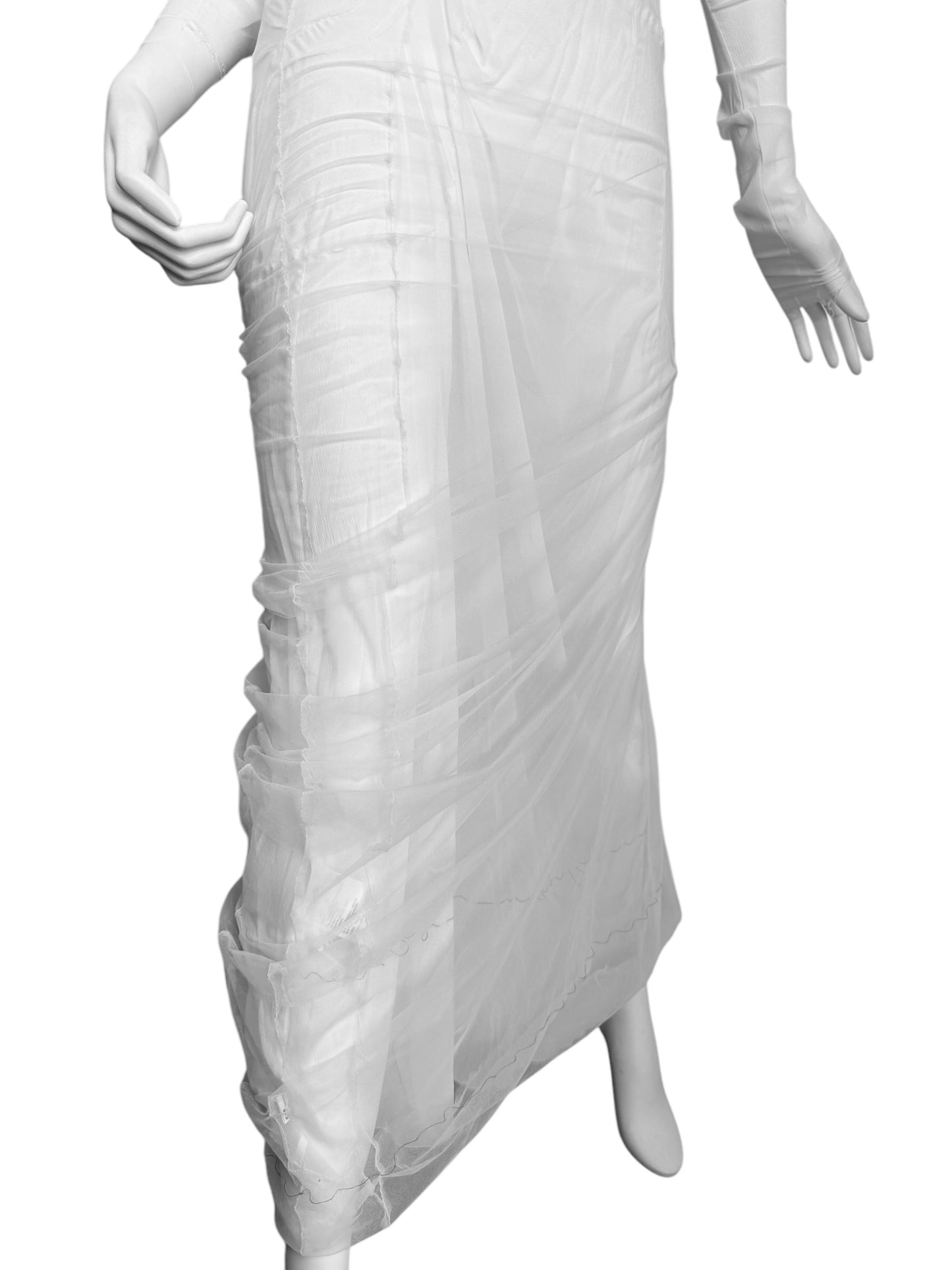 MAISON MARGIELA SS2021 BY GALLIANO WHITE SILK « WET » BRIDAL MAXI DRESS