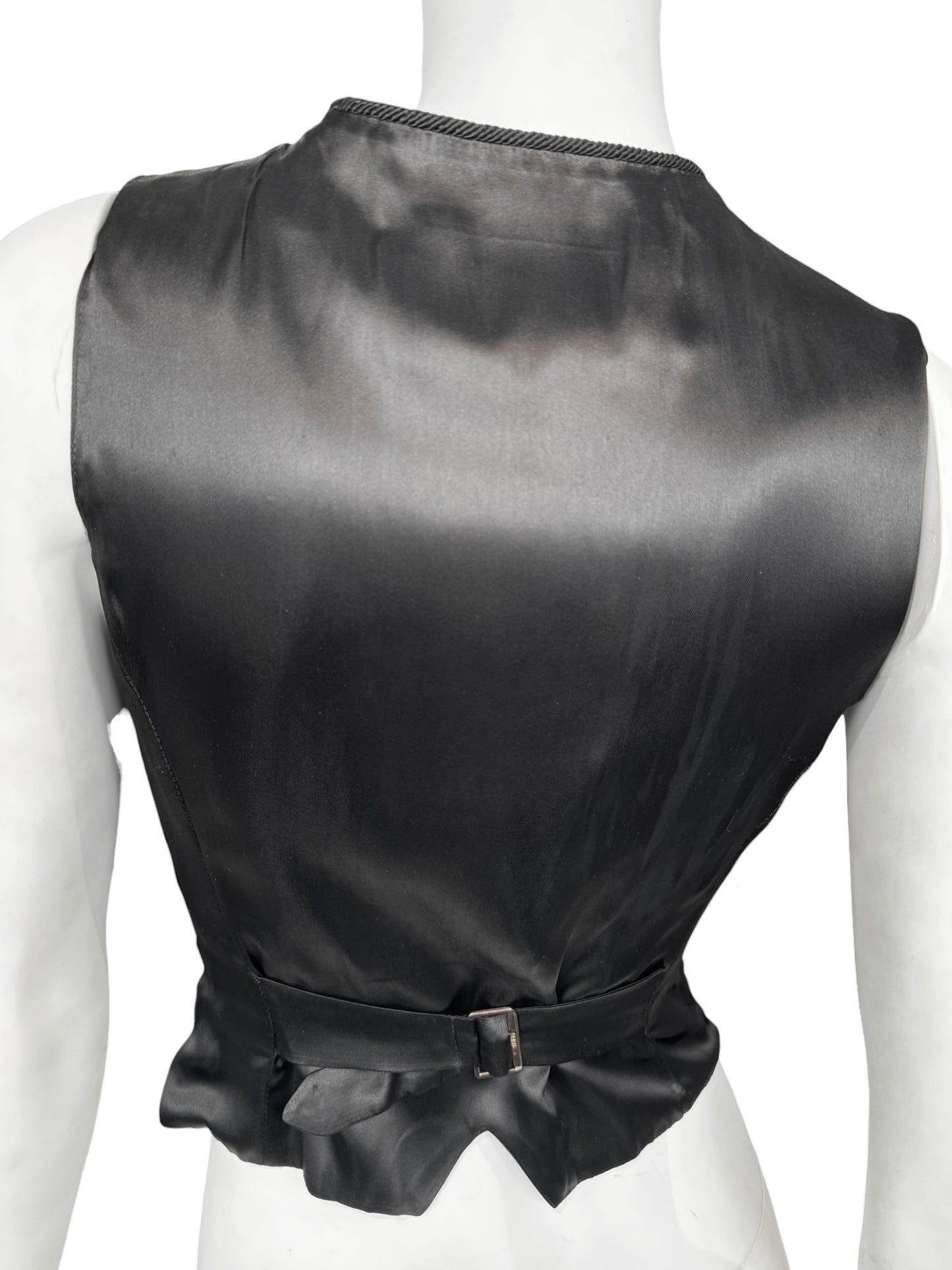 PLEIN SUD FW1993 BLACK LEATHER OFFICER VEST