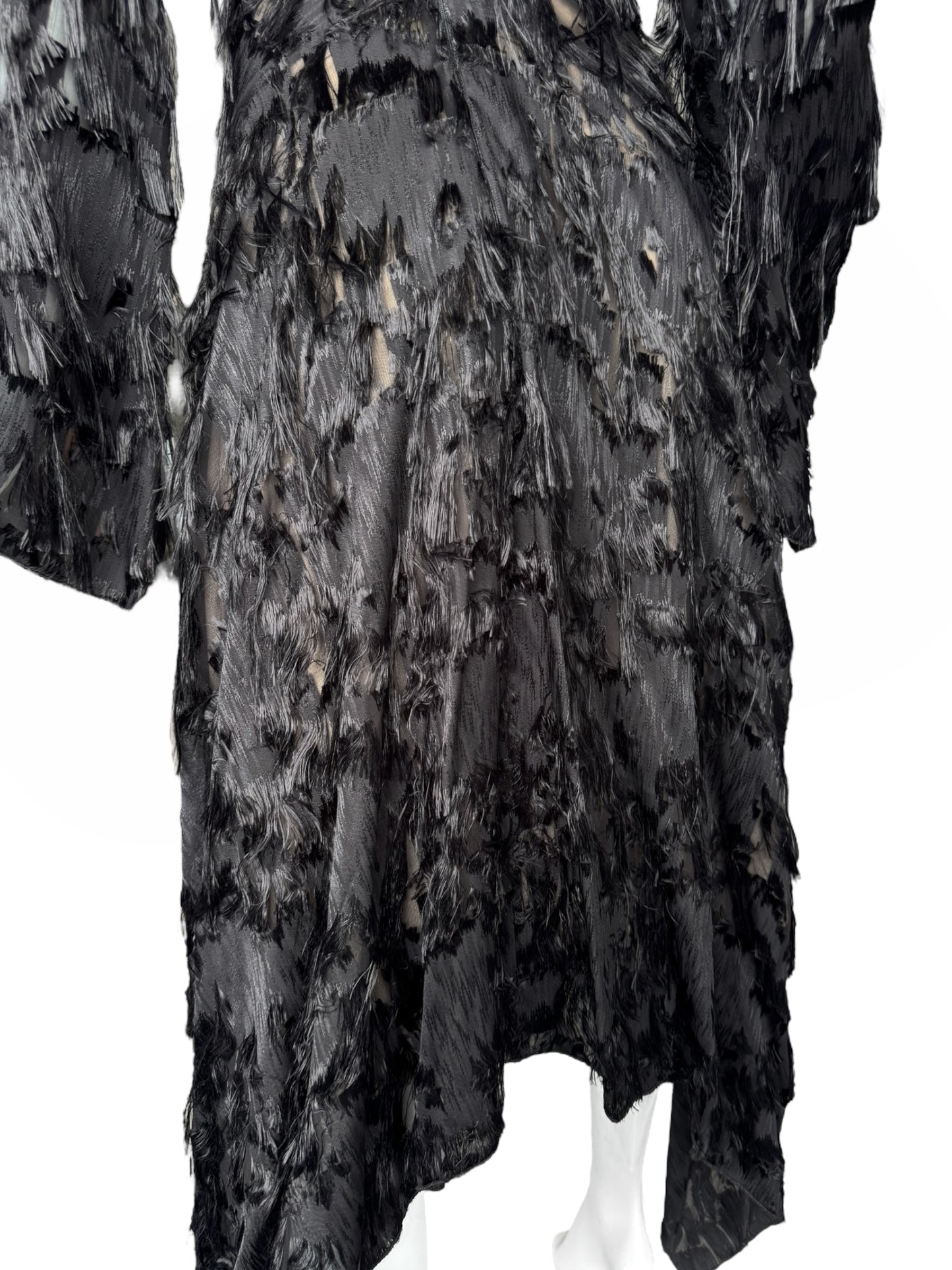 PLEIN SUD 2010s BLACK DISTRESS MIDI DRESS
