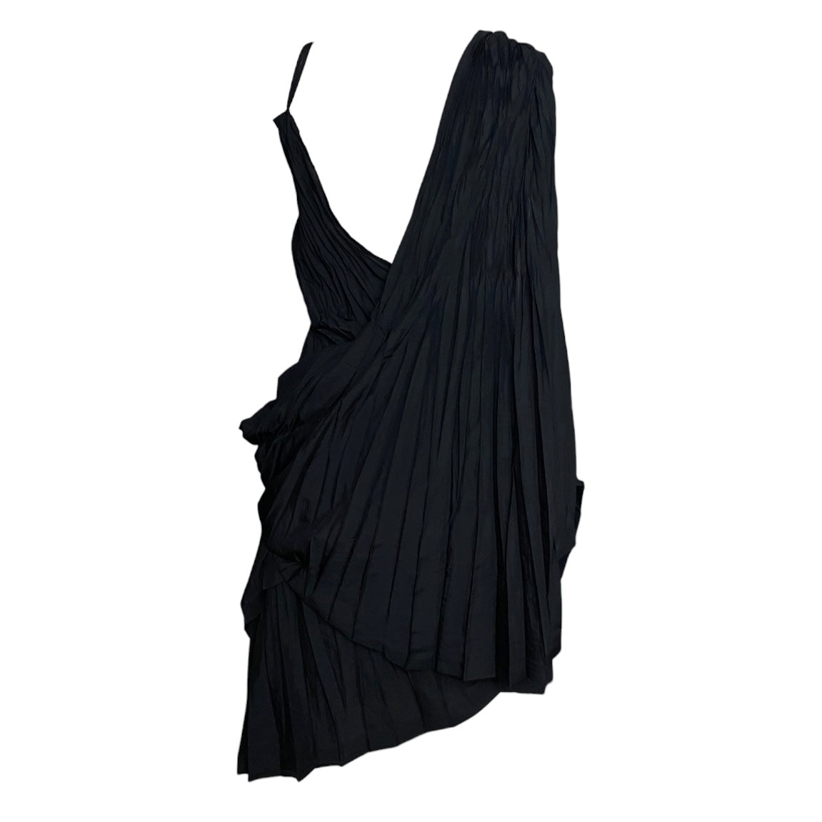 JUNYA WATANABE SS2009 BLACK PLEATED ASYMMETRICAL DRAPED DRESS