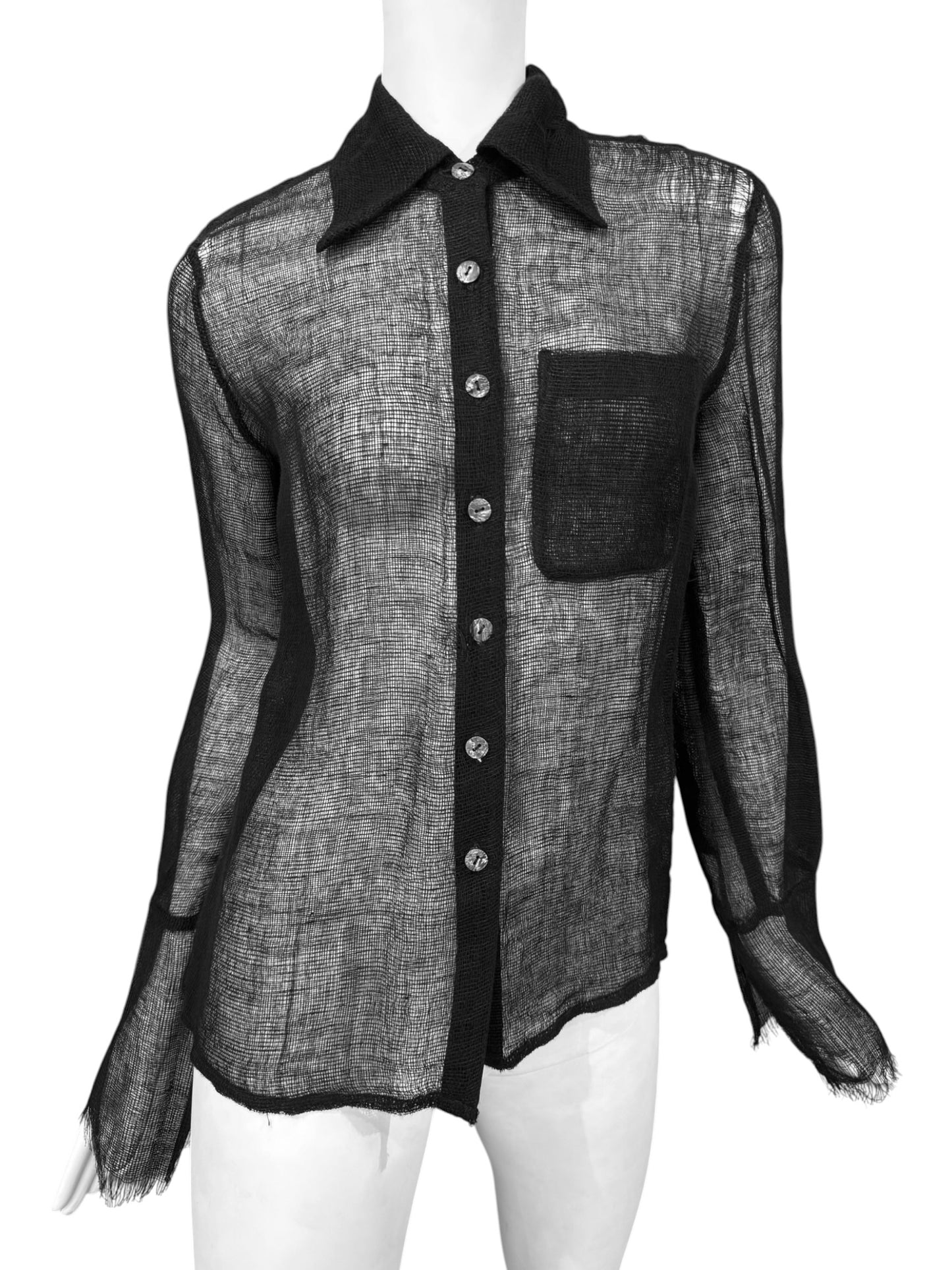 FAYÇAL AMOR SS1993 BLACK RAW JUTE SHIRT