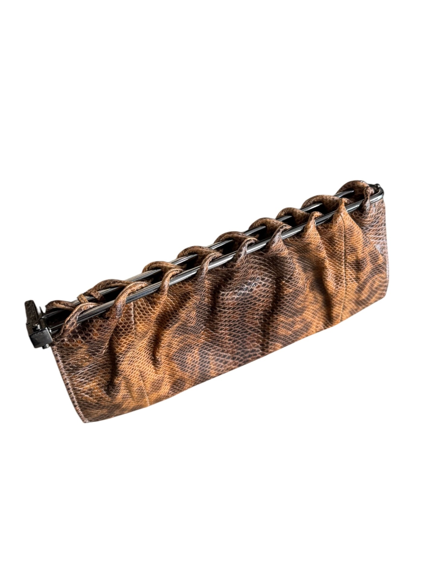 GUCCI FW1999 BY TOM FORD BROWN LIZARD LEATHER CLUTCH