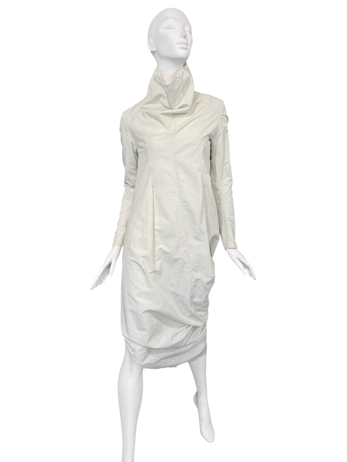 MARC LE BIHAN 2020s OFF-WHITE DRAPED HIGH-NECK MAXI DRESS