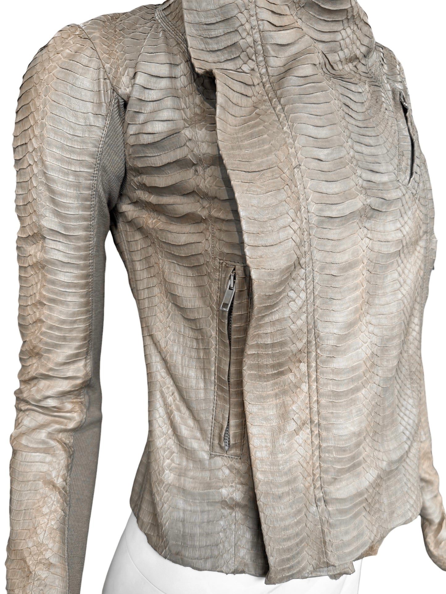 RICK OWENS SS2012 «NASKA» BROWN PYTHON LEATHER ASYMMETRICAL ZIP JACKET