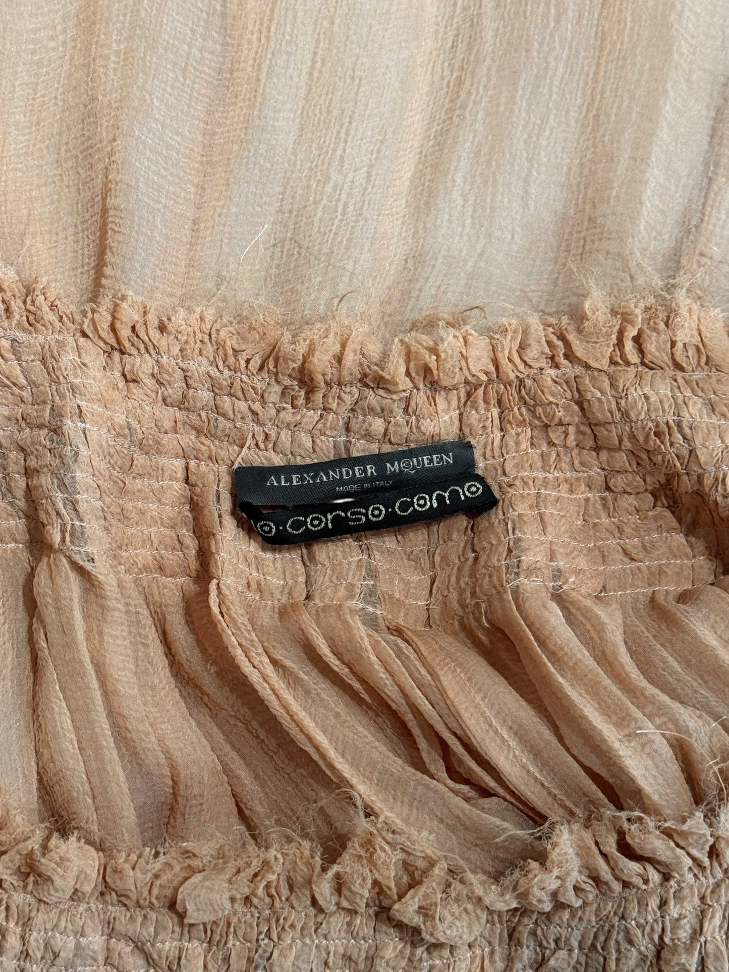 ALEXANDER MCQUEEN SS2003 «IRERE» BLUSH NUDE SILK BLOUSE/DRESS
