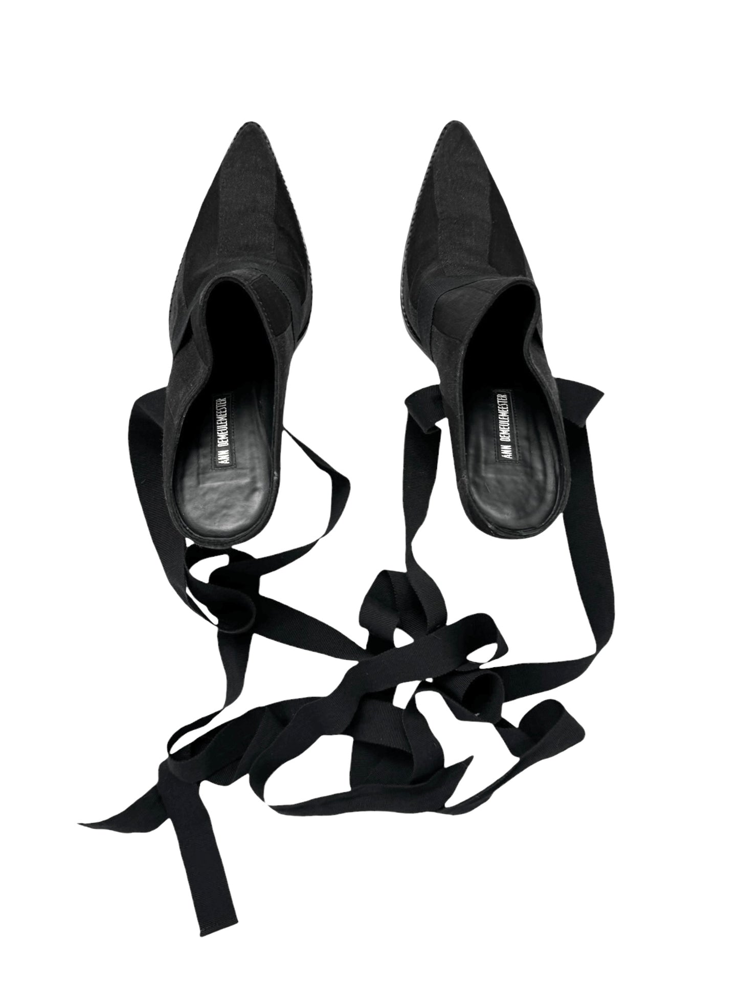 ANN DEMEULEMEESTER SS2019 BY SÉBASTIEN MEUNIER BLACK BONDAGE MULES