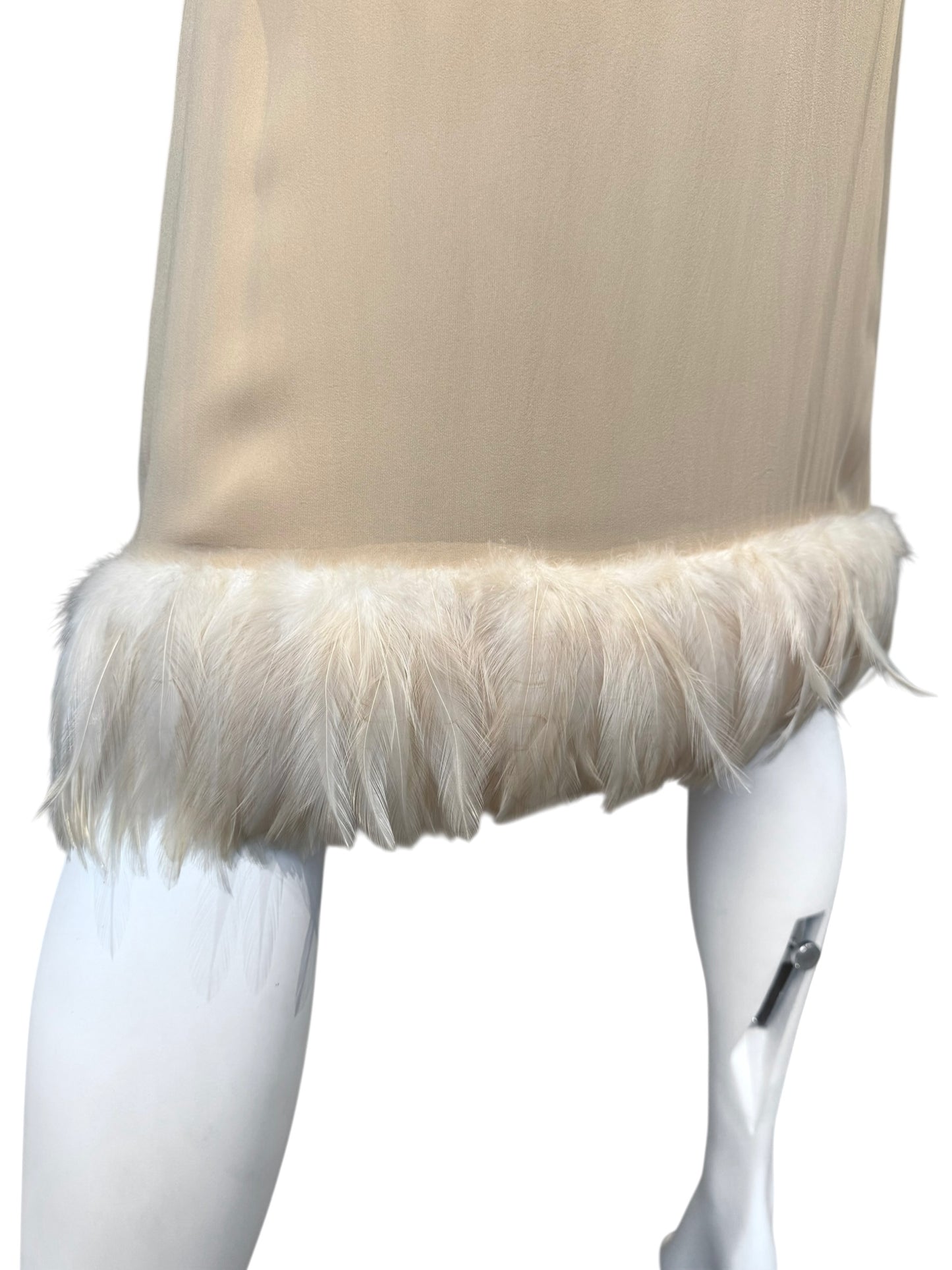 GUCCI SS1999 BY TOM FORD BEIGE SILK FEATHERS TRIM 2P. SET