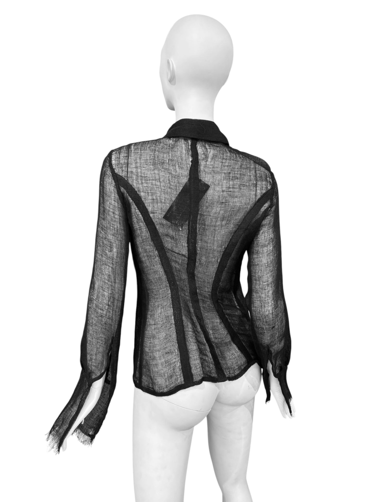 FAYÇAL AMOR SS1993 BLACK RAW JUTE SHIRT