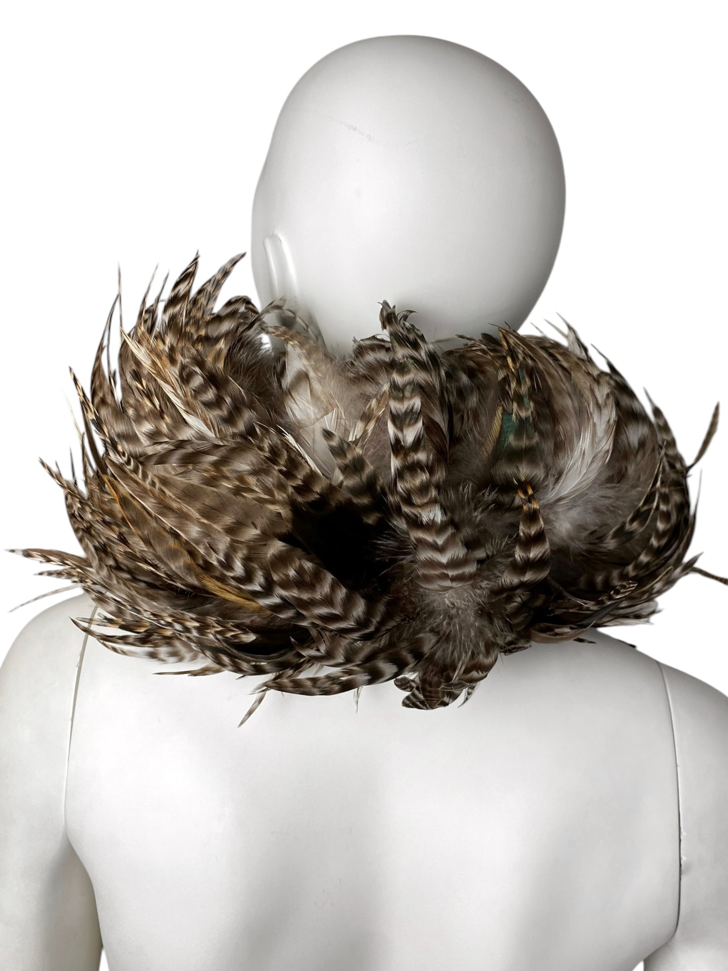 2000s BROWN PHEASANT FEATHERS MAXI SCARF