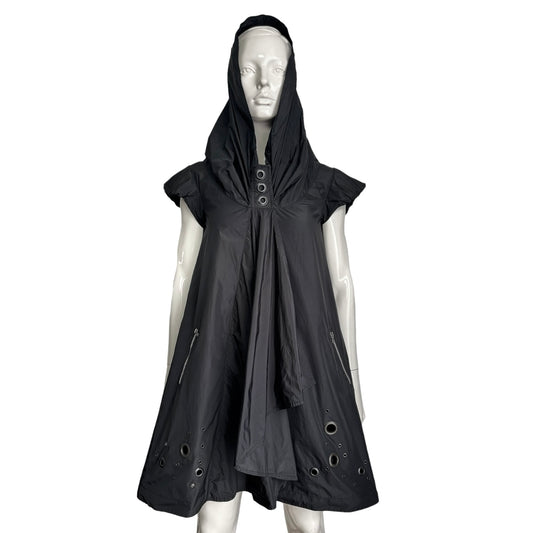 IN LOVE 2000s BLACK HOODED A-LINE MINI DRESS