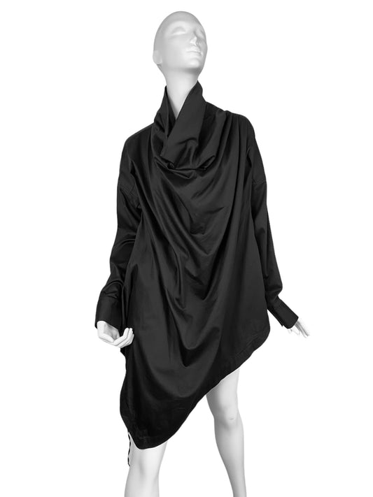 CORA KEMPERMAN 2010s BLACK COWL NECK DRAPED BLOUSE