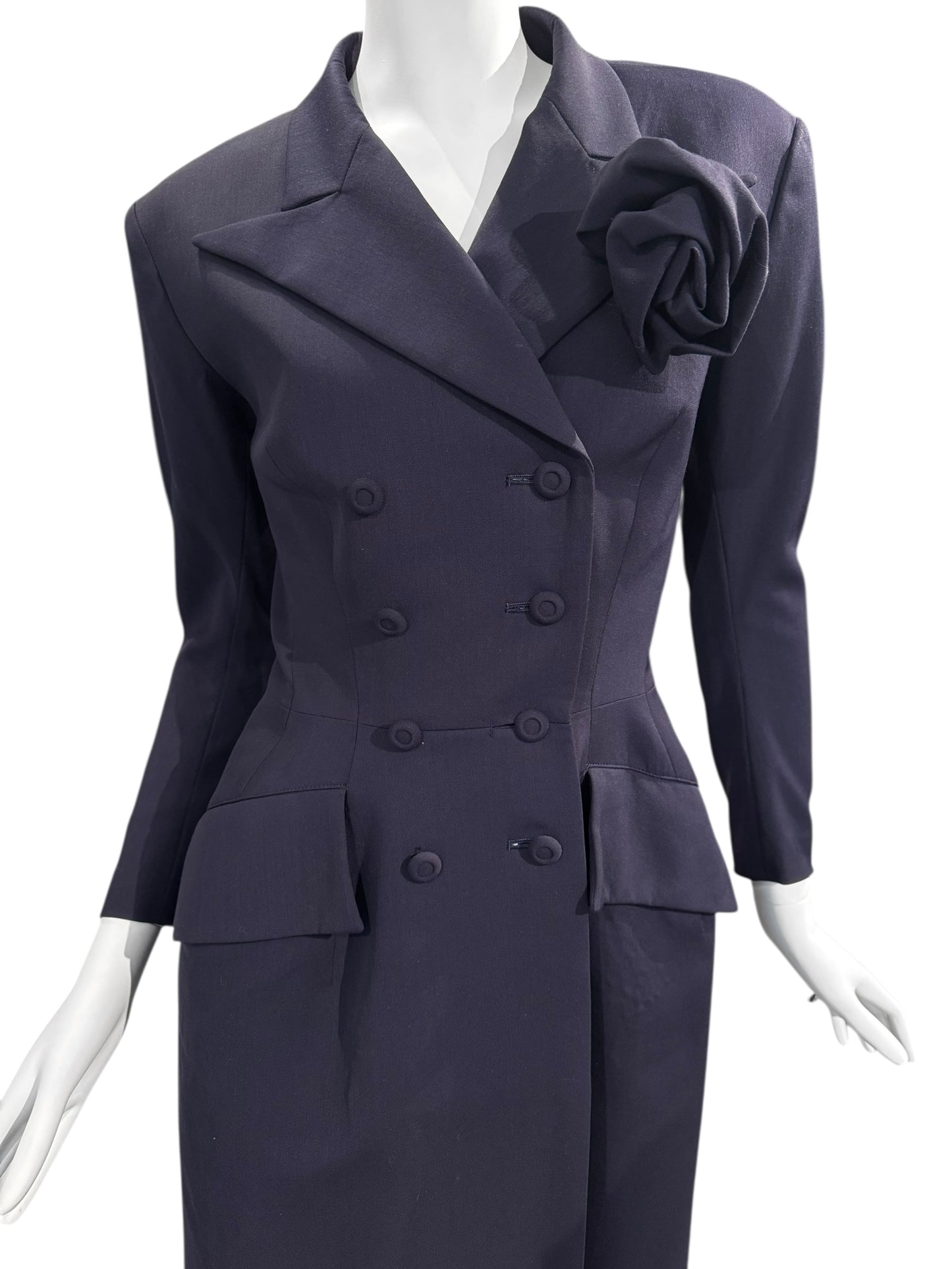 YOHJI YAMAMOTO SS1997 PURPLE WOOL DOUBLE BREASTED MAXI COAT