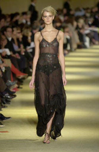 ROMEO GIGLI SS2001 BLACK SHEER EMBELLISHED MAXI DRESS