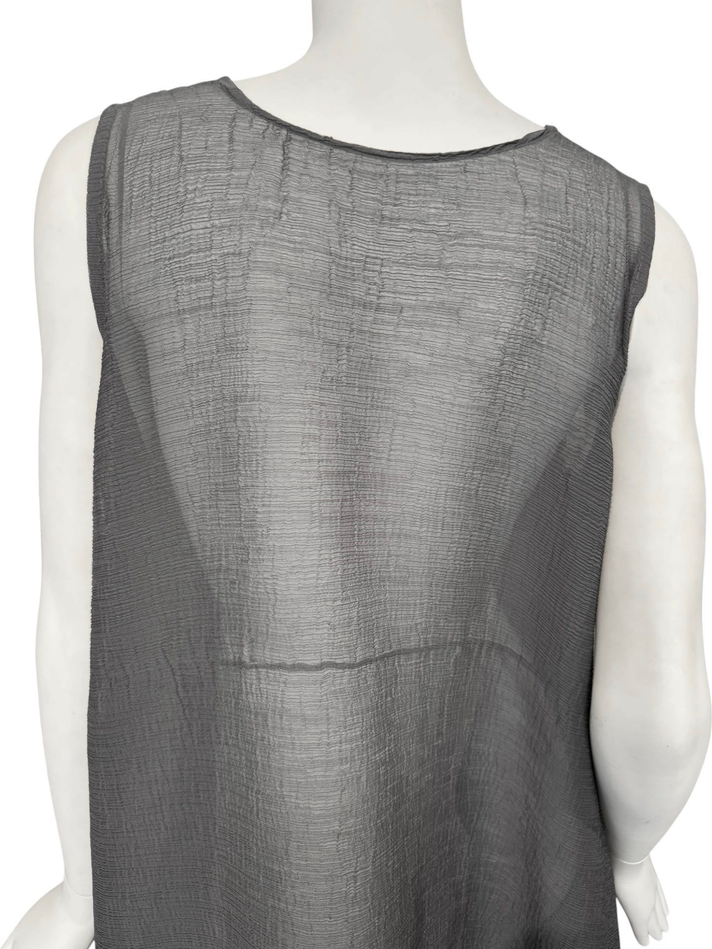 CAULIFLOWER ISSEY MIYAKE 2010s GREY PLEATED SHEER MIDI DRESS