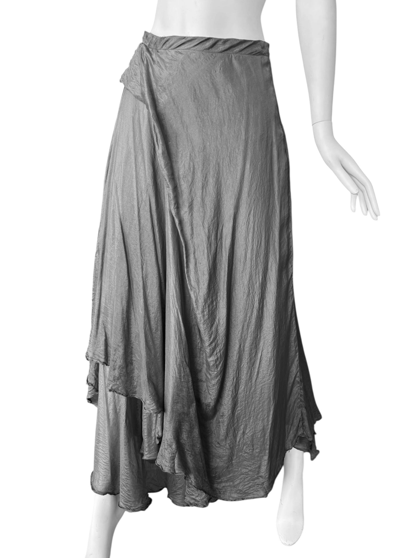 MARC LE BIHAN 2020s GREY SILK MAXI SKIRT