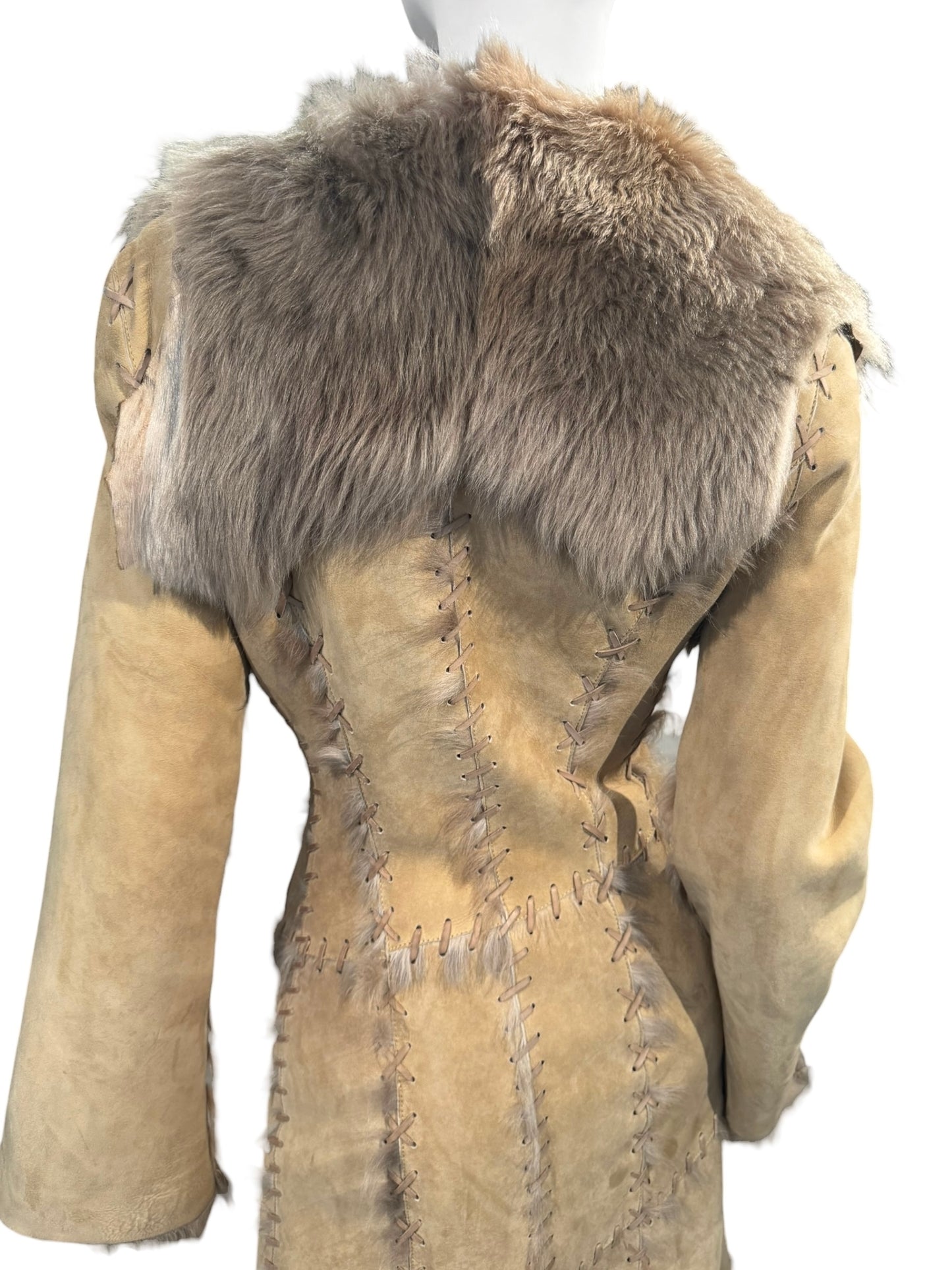 ALEXANDER MCQUEEN FW1999 «THE OVERLOOK» BROWN LACE-UP SHEARLING COAT