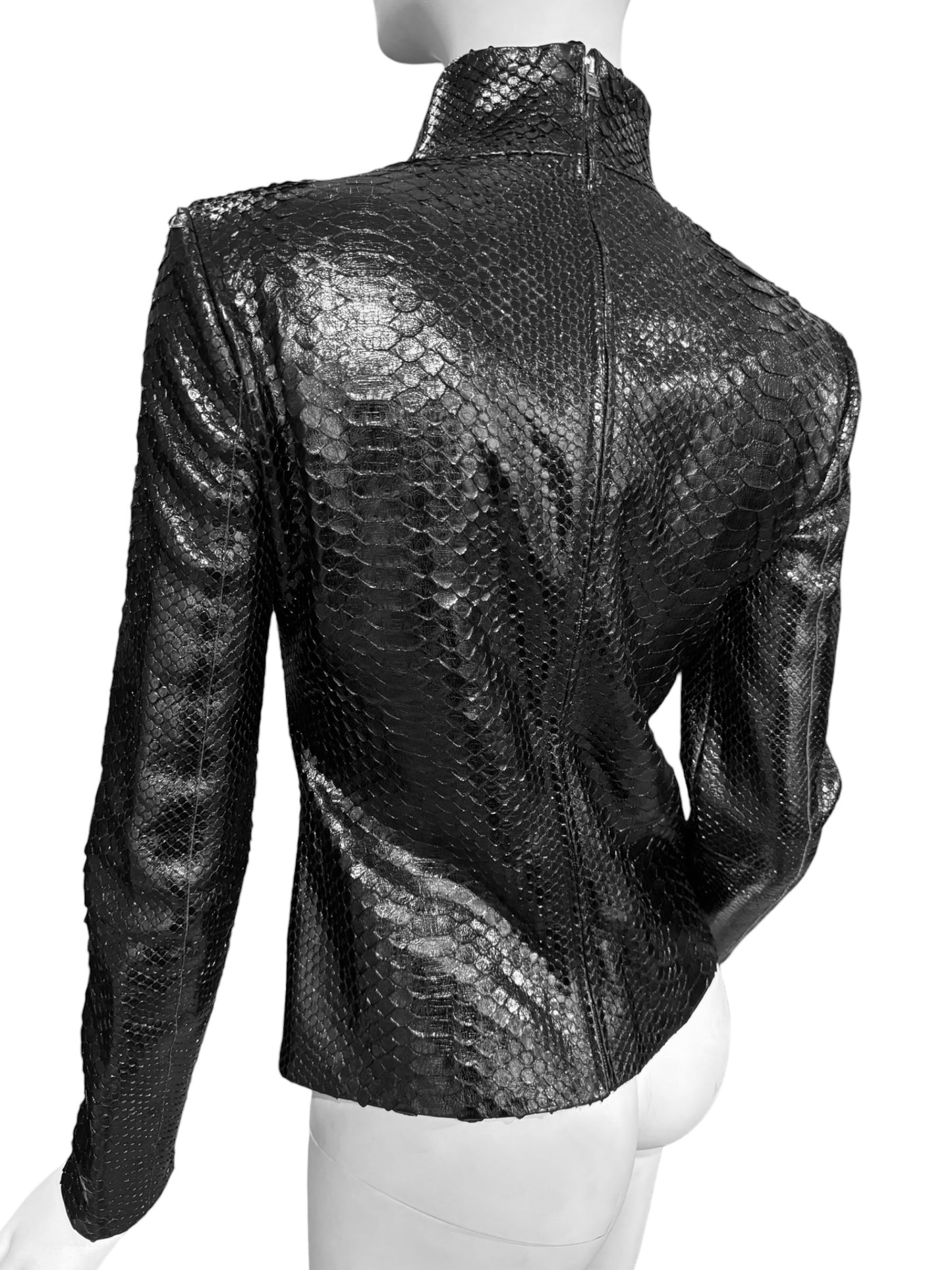 GUCCI FW2013 BY FRIDA GIANNINI BLACK PYTHON LEATHER JACKET