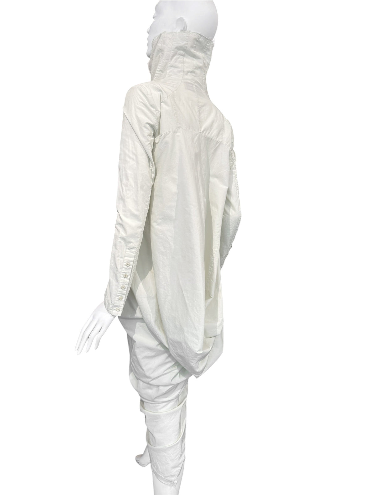 MARC LE BIHAN 2020s OFF-WHITE DRAPED HIGH-NECK MAXI DRESS