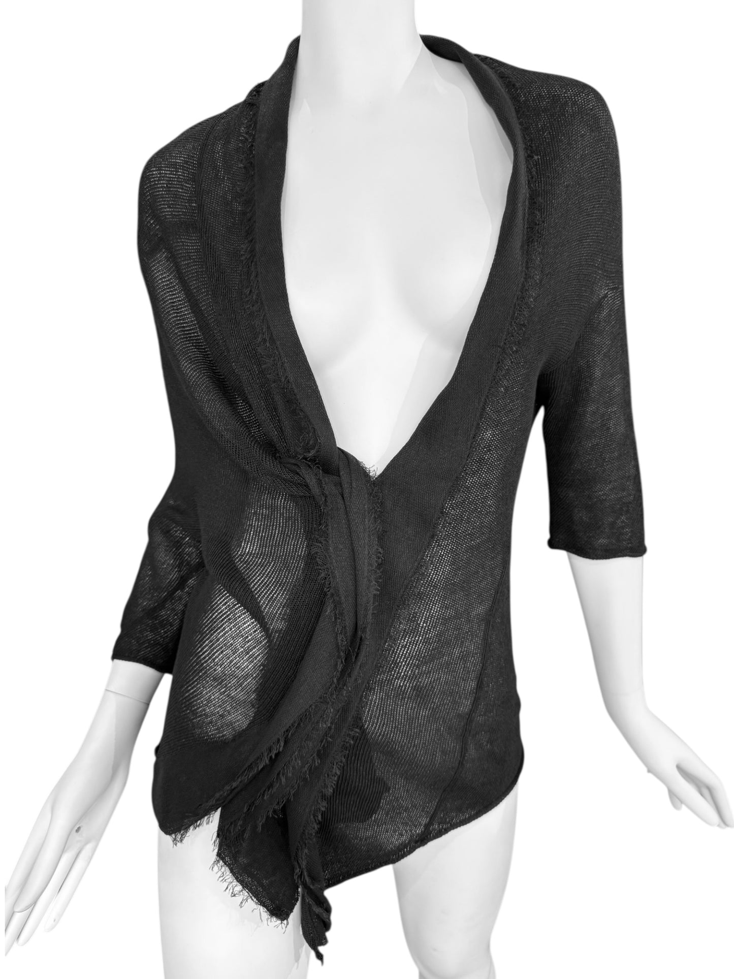 Y’S YOHJI YAMAMOTO 2000s BLACK KNIT ASYMMETRICAL TOP