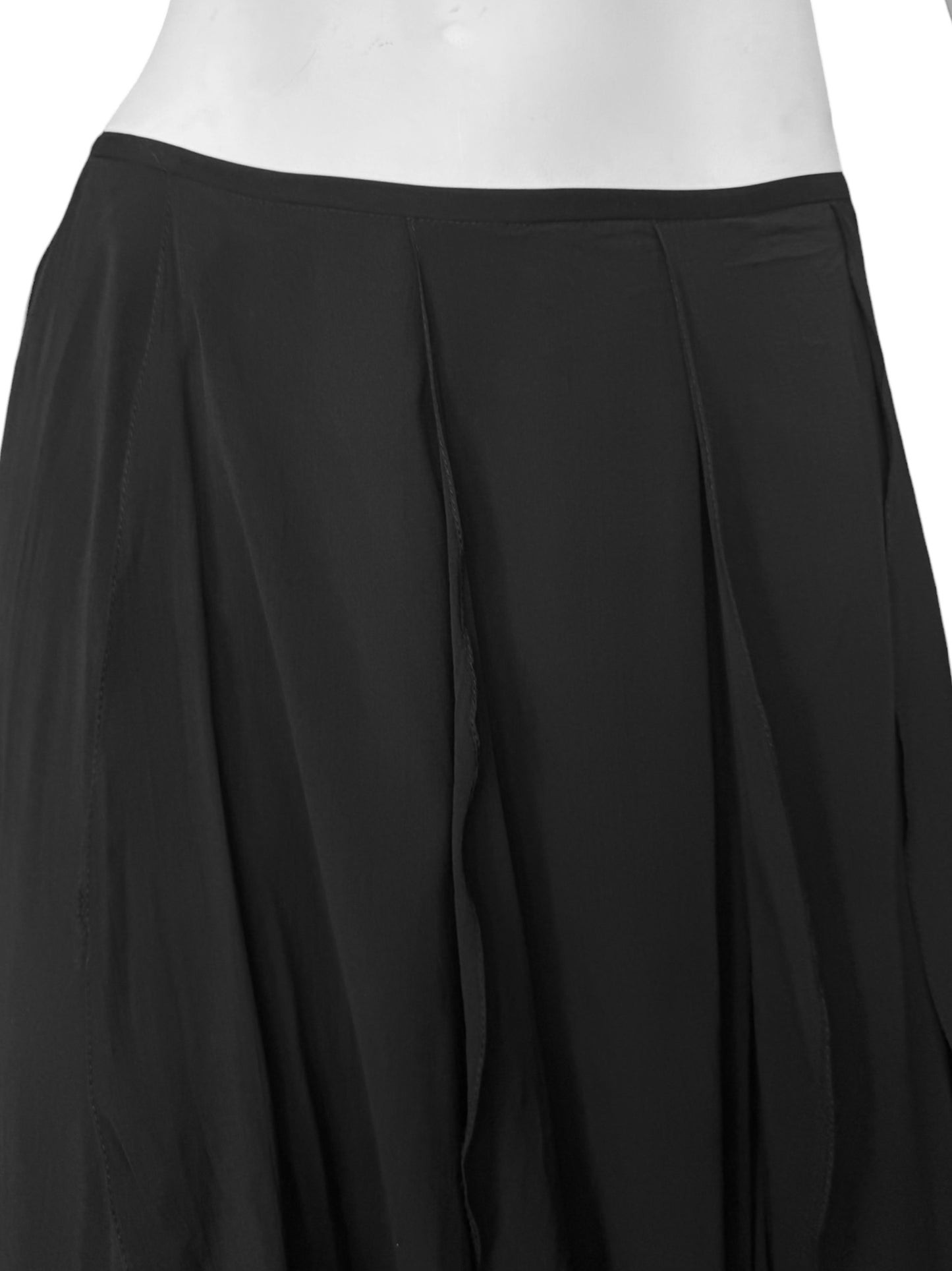 PLEIN SUD SS2000 BLACK SILK CASCADING RUFFLES MAXI SKIRT