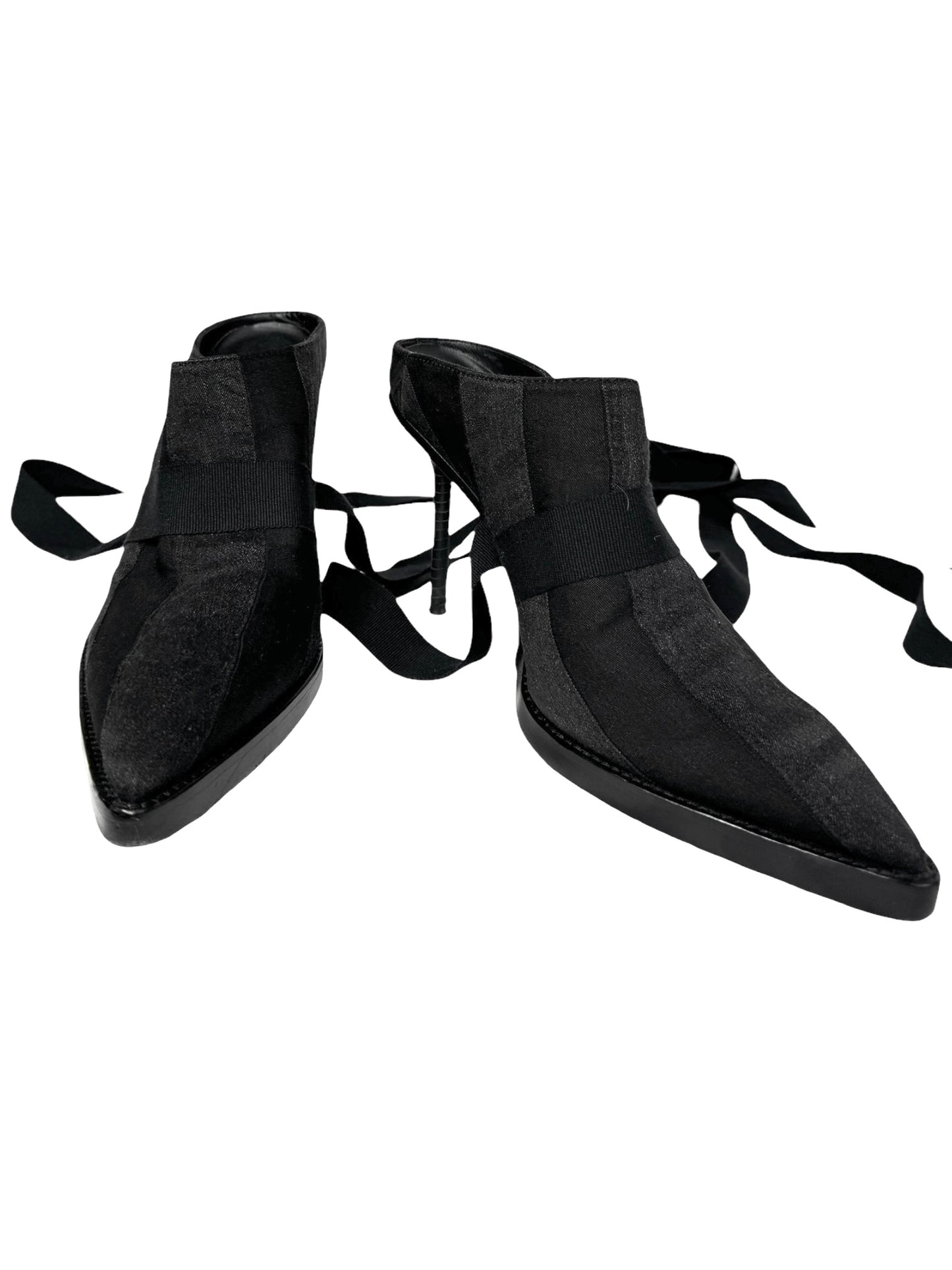 ANN DEMEULEMEESTER SS2019 BY SÉBASTIEN MEUNIER BLACK BONDAGE MULES