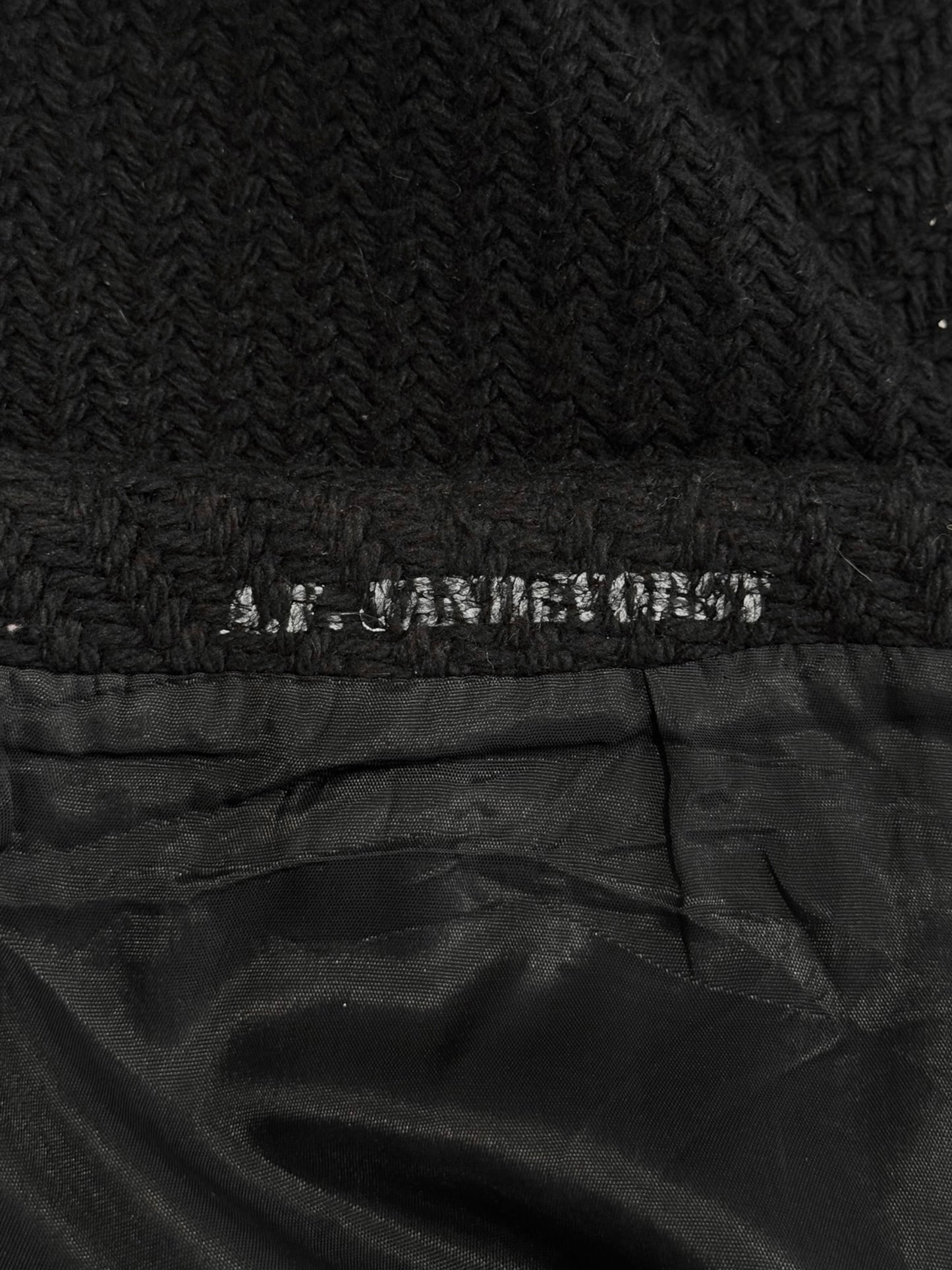 A.F. VANDEVORST 2000s BLACK KNIT RAW MIDI SKIRT