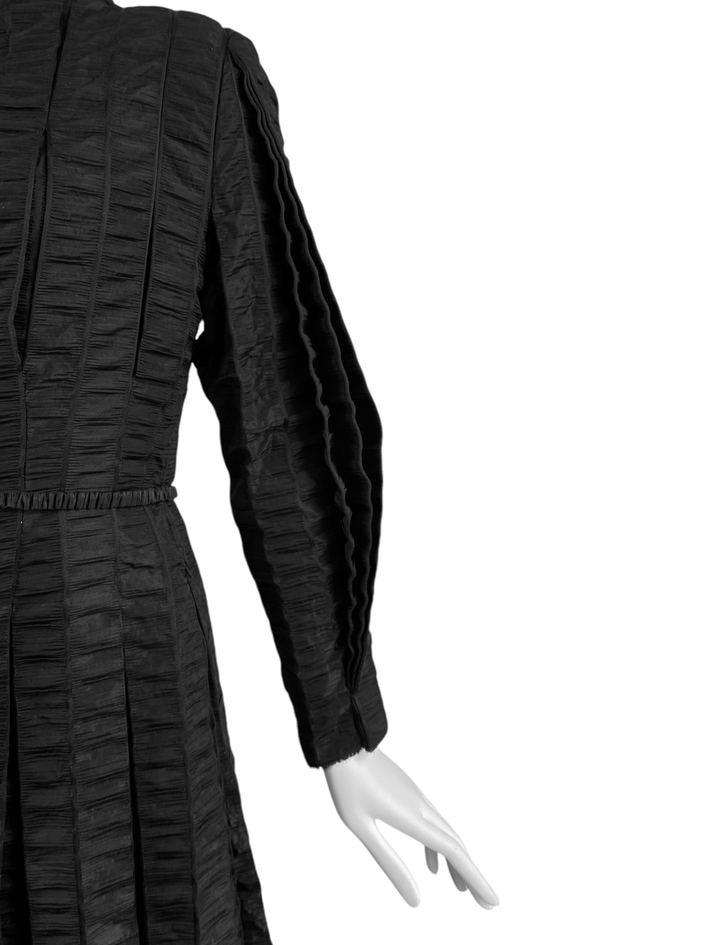 ISABEL TOLEDO FW2008 BLACK SILK TAFFETA PLEATED COAT