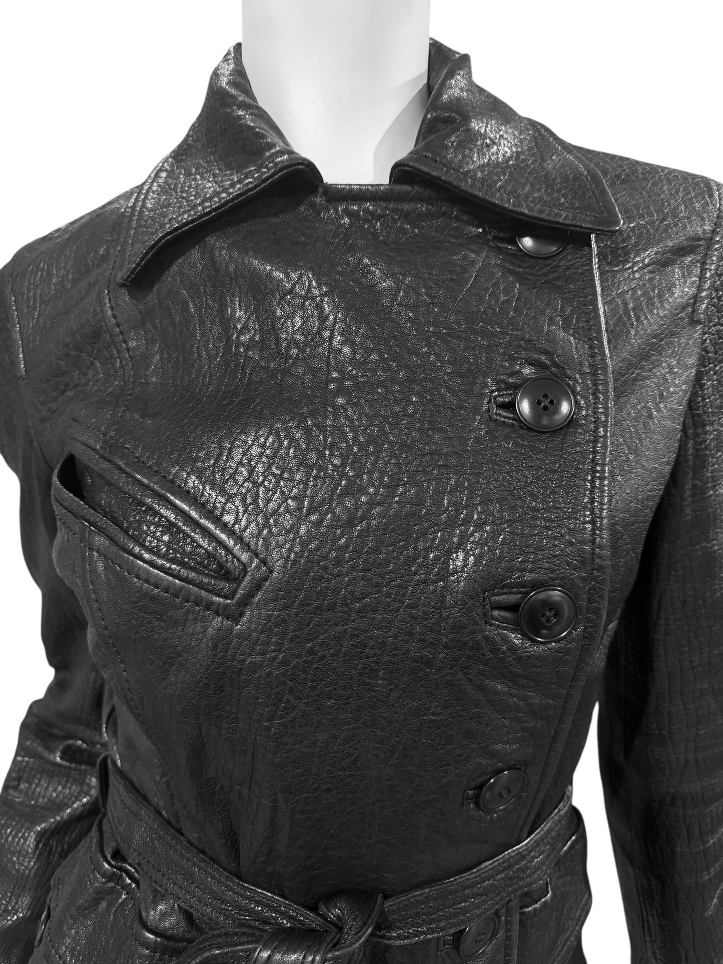 PLEIN SUD 2000s BLACK LEATHER ASYMMETRICAL JACKET