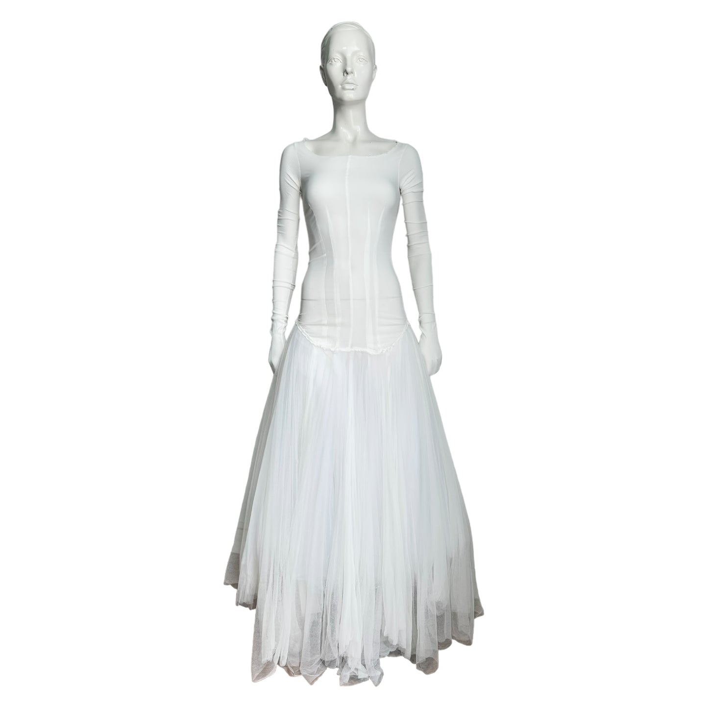 MARC LE BIHAN 2020s WHITE SILK BALLERINA MAXI DRESS