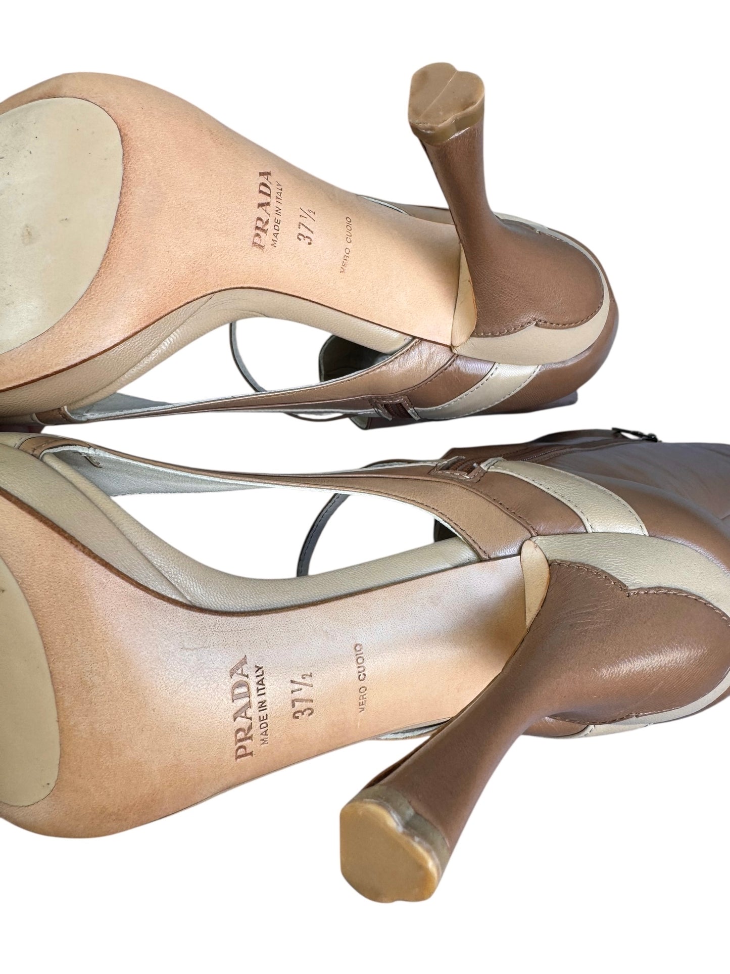 PRADA SS2008 BROWN LEATHER SANDAL BOOTS