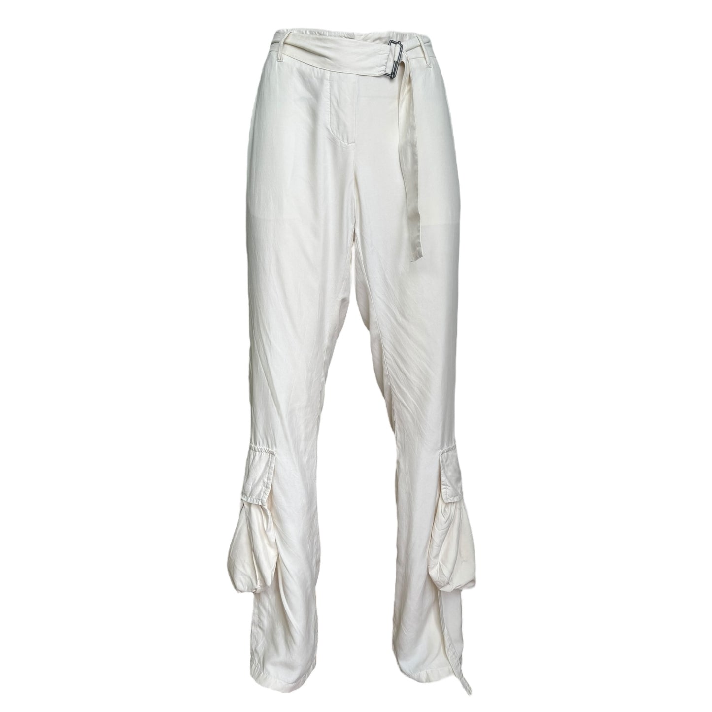 ANN DEMEULEMEESTER 2020s BY SÉBASTIEN MEUNIER OFF-WHITE SILK GARGO PANTS