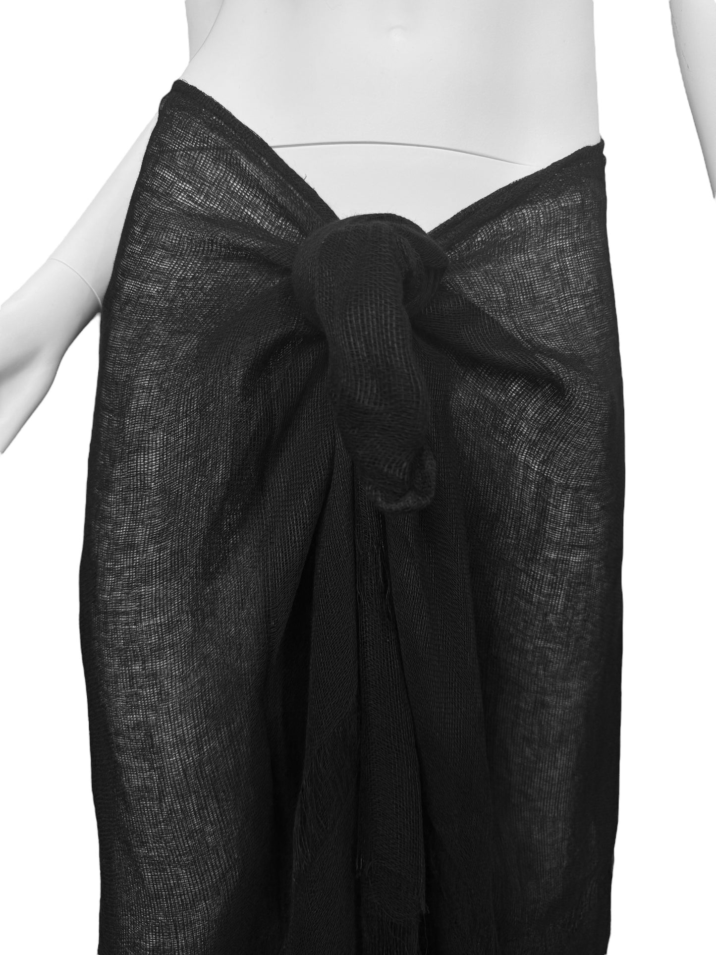 FAYÇAL AMOR SS1993 BLACK RAW JUTE MAXI SKIRT