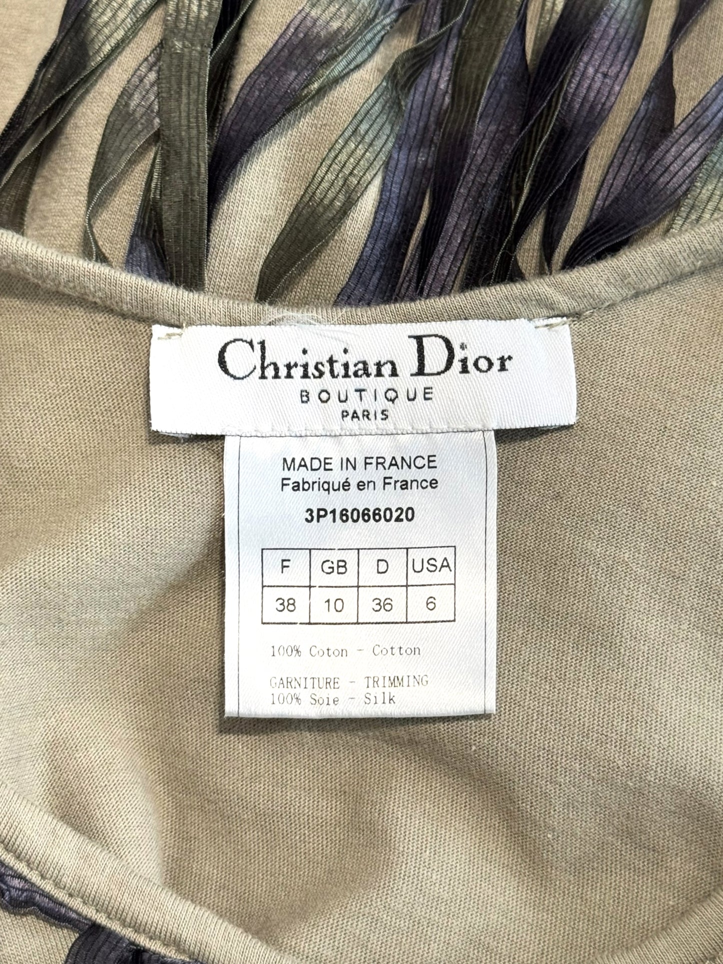 DIOR SS2003 BY JOHN GALLIANO COTTON & SILK KNOTTED FRINGE MAXI DRESS