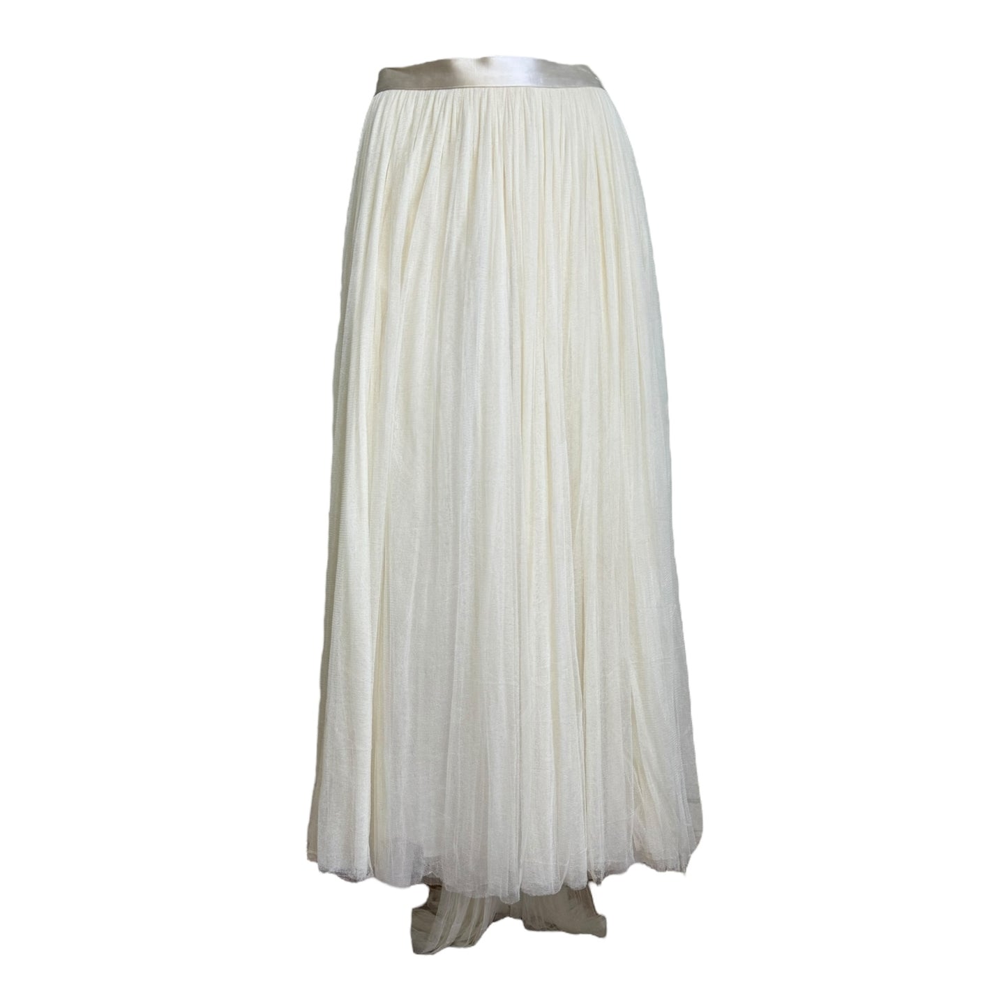 BLUMARINE 1990s CREAM SILK TULLE BOW MAXI SKIRT