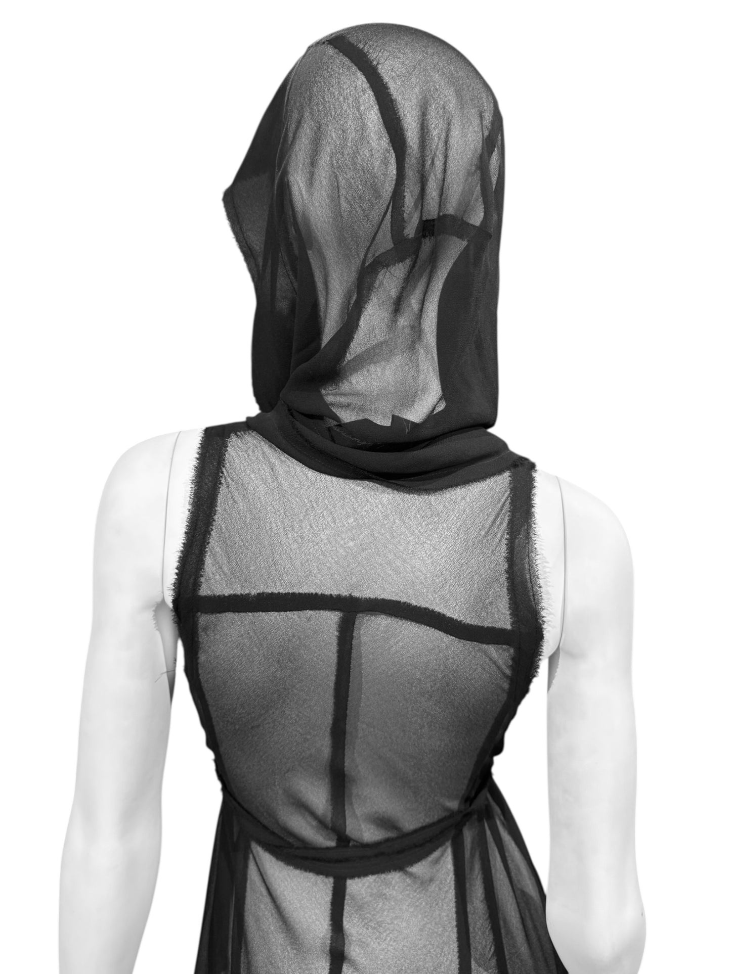 PARKCHOONMOO 2010s BLACK SHEER HOODED TOP
