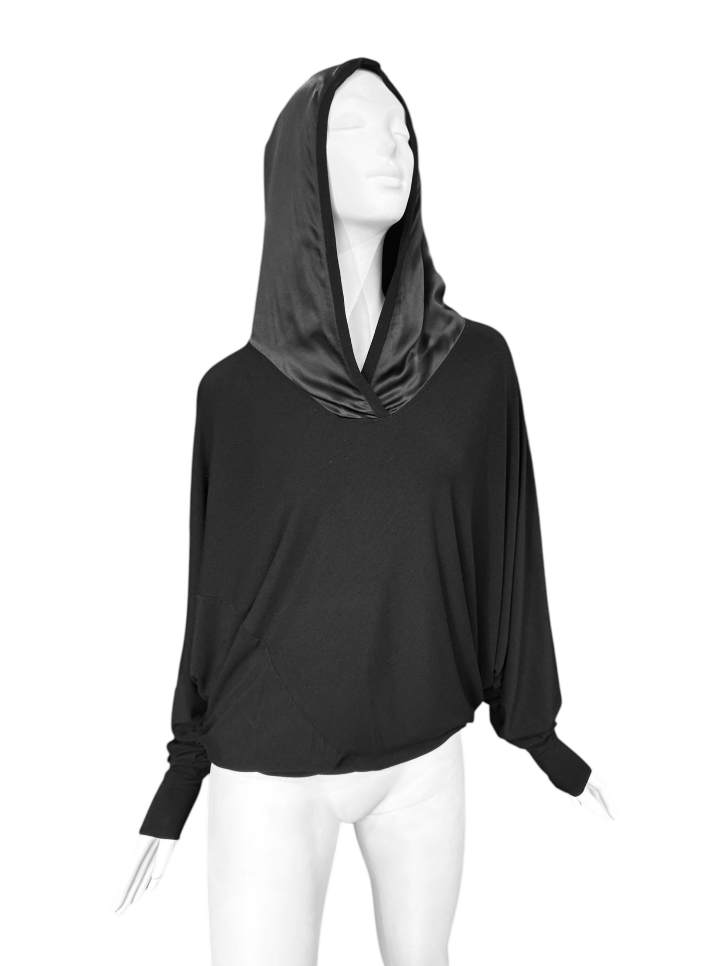 PLEIN SUD JEANIUS FW2013 BLACK HOODED BATWING SLEEVES SWEATER