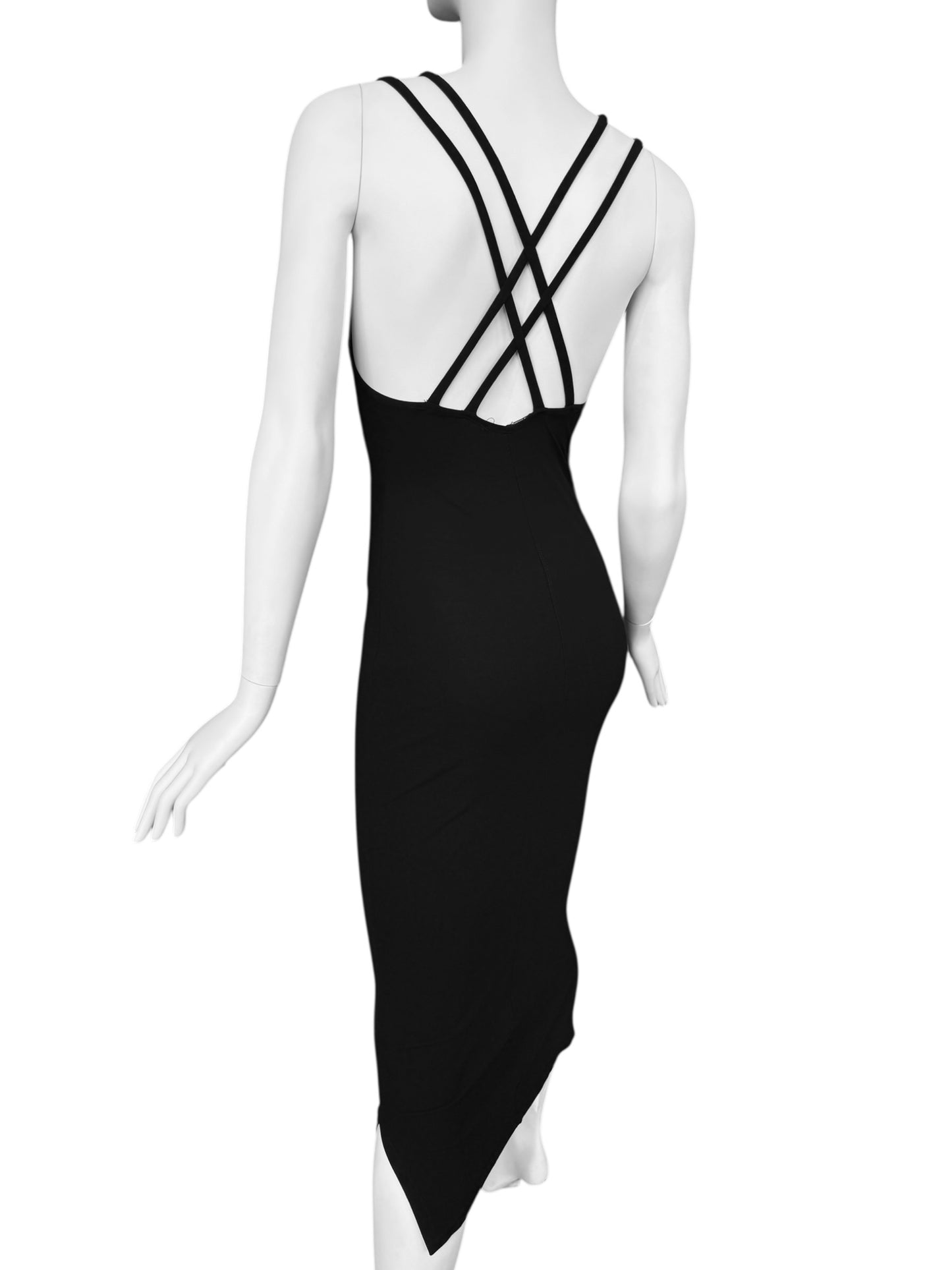 PLEIN SUD SS1992 BLACK DOUBLE STRAP MAXI DRESS