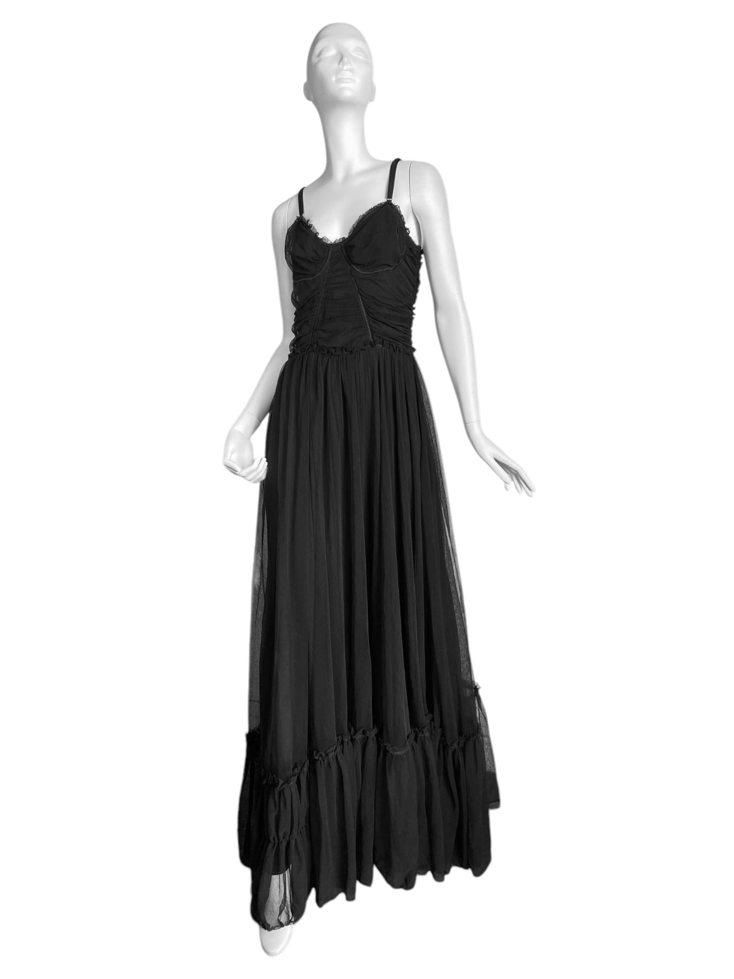 D&G 2000s BLACK TULLE MAXI DRESS