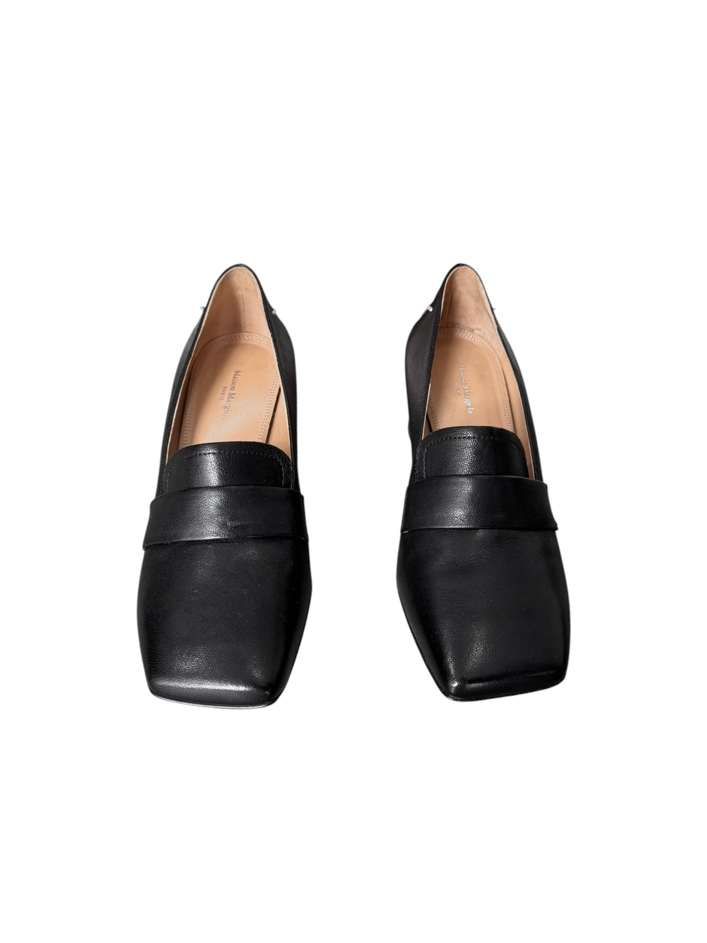 MAISON MARGIELA 2020s BLACK LEATHER 4 STITCHES LOAFERS HEELS