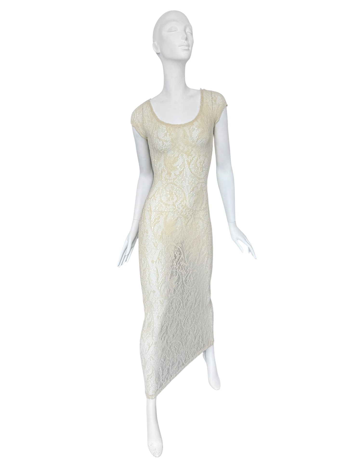 PLEIN SUD SS1993 CREAM WOOL LACE MAXI DRESS