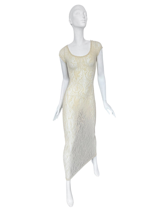PLEIN SUD SS1993 CREAM WOOL LACE MAXI DRESS