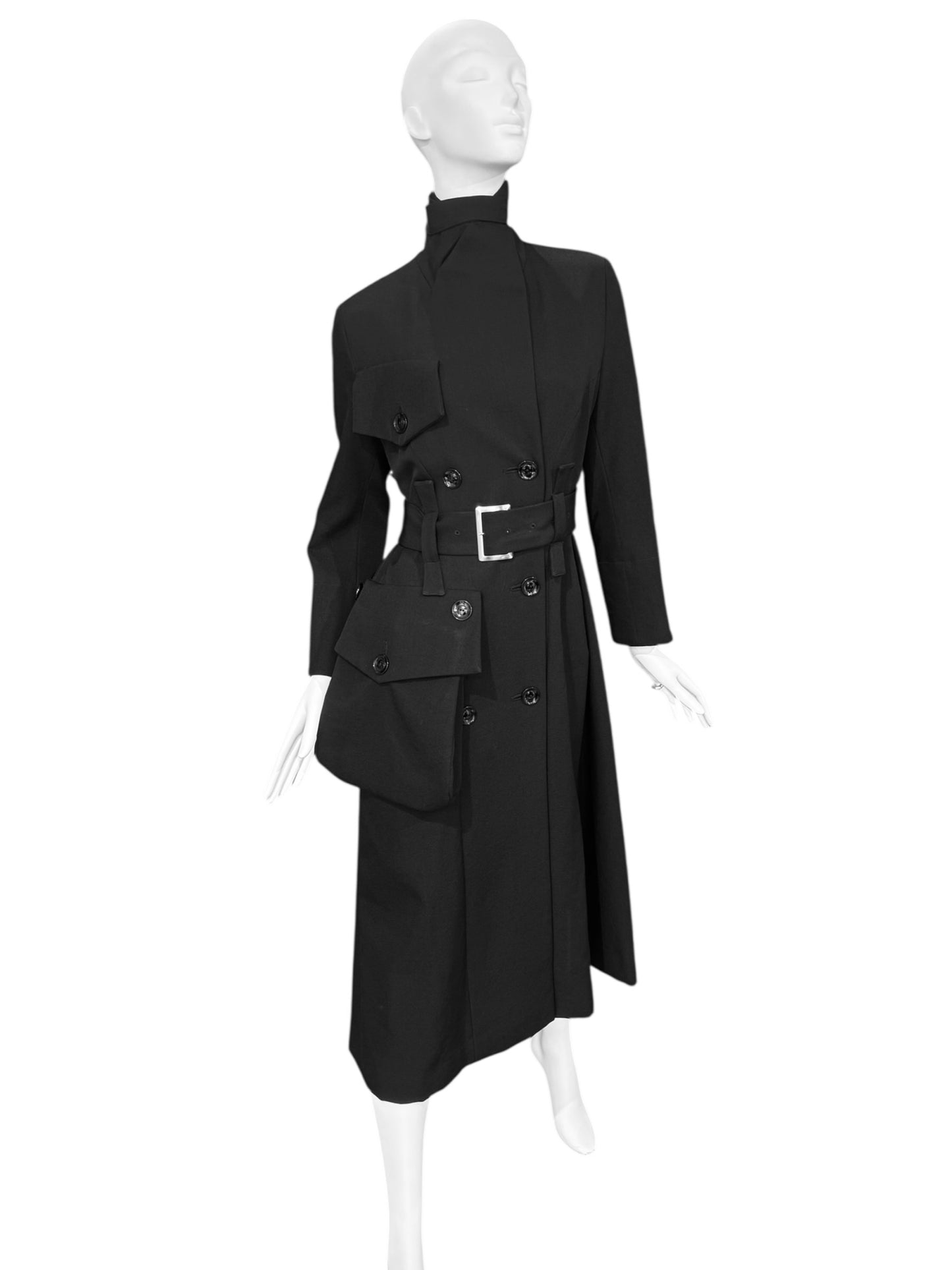 YOHJI YAMAMOTO FW2004 BLACK WOOL POCKET COAT