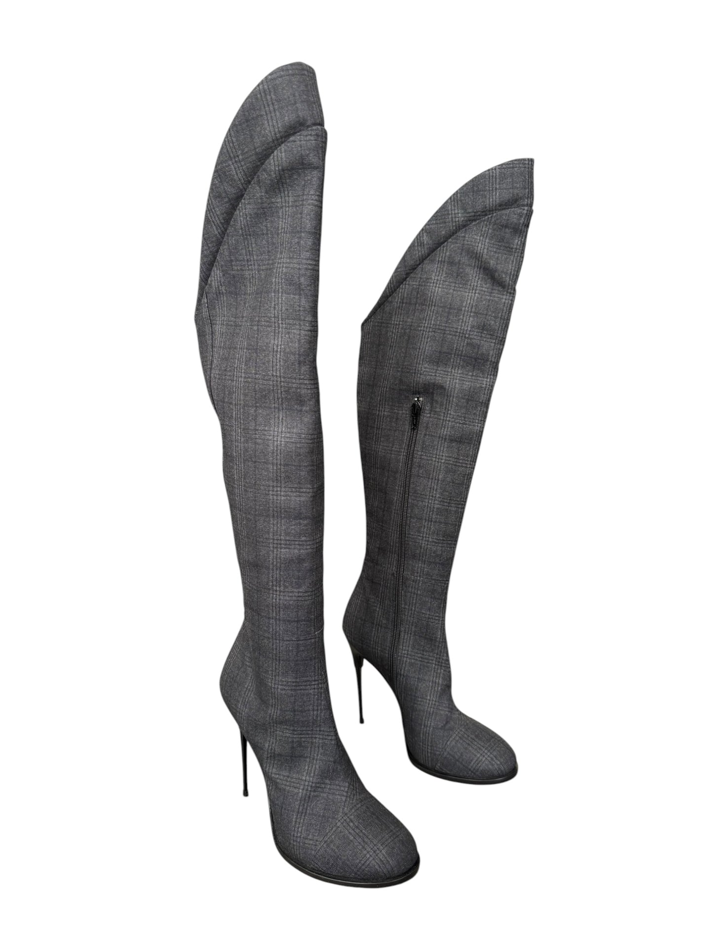 A.F. VANDEVORST FW2018 GREY TARTAN BOOTS