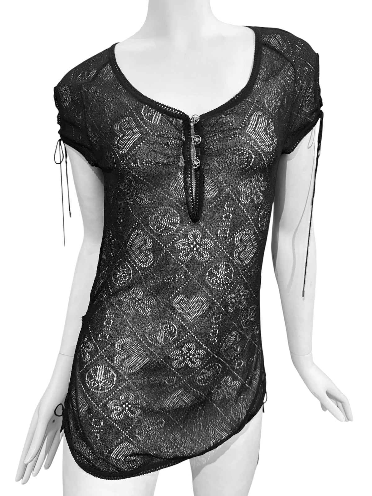 CHRISTIAN DIOR SS2005 BY JOHN GALLIANO BLACK SHEER TOP