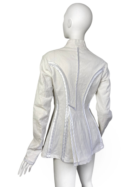 MARC LE BIHAN 2010s OFF-WHITE LINEN INSIDE OUT SEAM JACKET