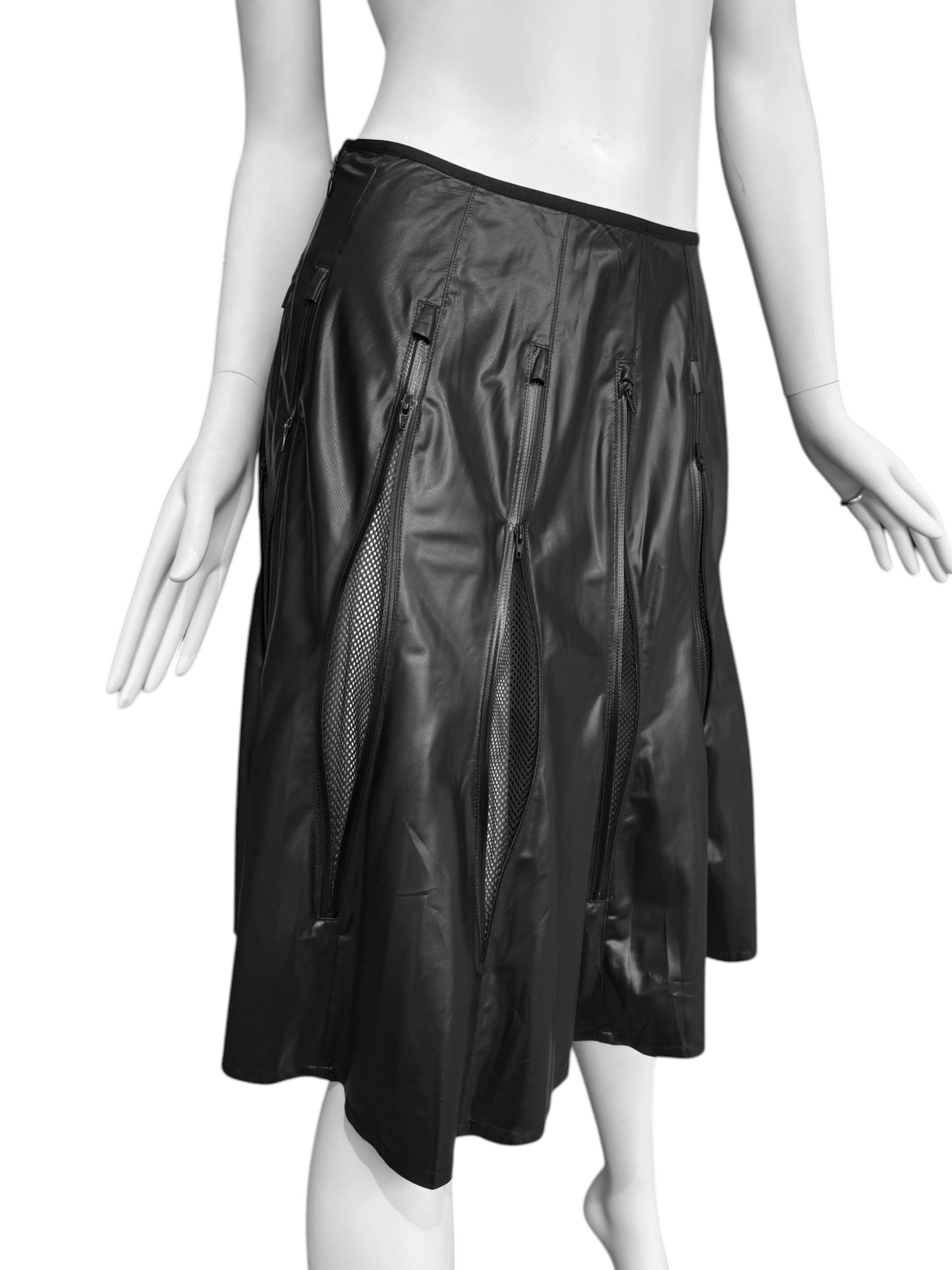 JUNYA WATANABE SS2013 BLACK ZIP MIDI SKIRT