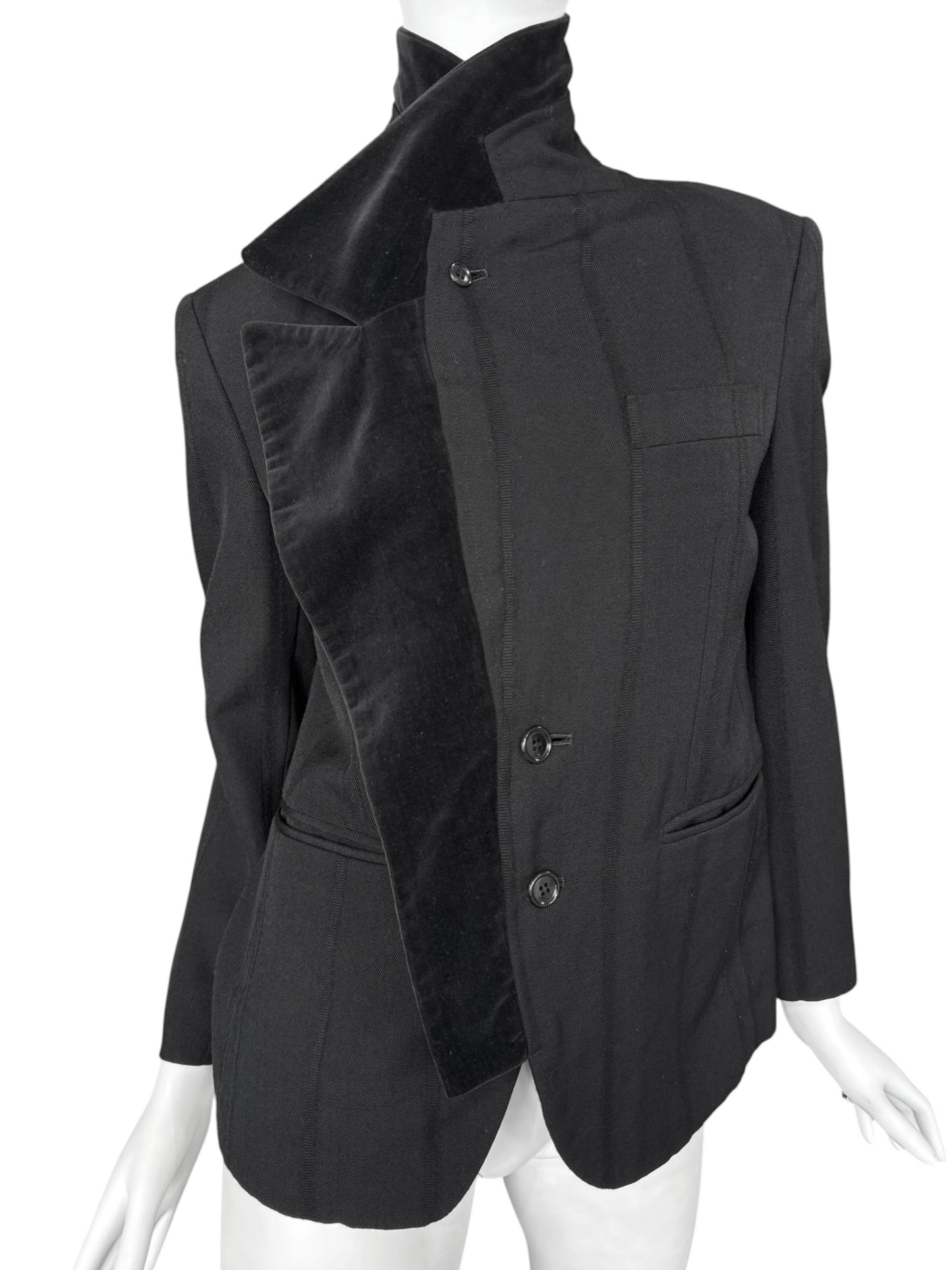 COMME DES GARÇONS FW2001 BLACK WOOL ASYMMETRICAL BLAZER