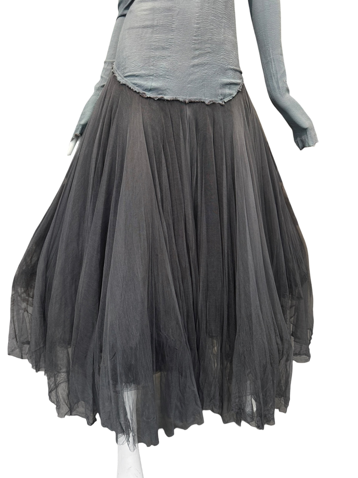 MARC LE BIHAN 2020s GREY SILK BALLERINA MAXI DRESS