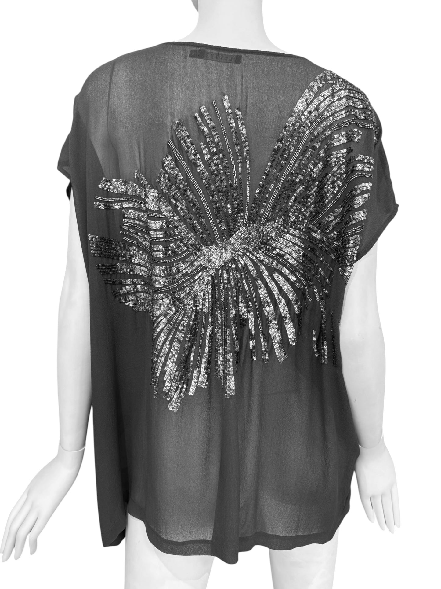 PEACHOO + KREJBERG 2010s BLACK SILK EMBELLISHED TANK TOP
